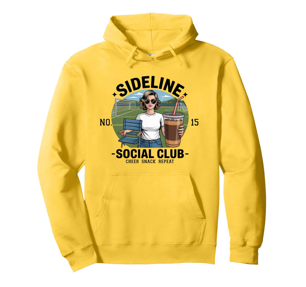 Sideline Social Club Soccer Mom Game Day Hoodie - Novelty Apparel Unisex - T-Shirt, Sweatshirt, Hoodie