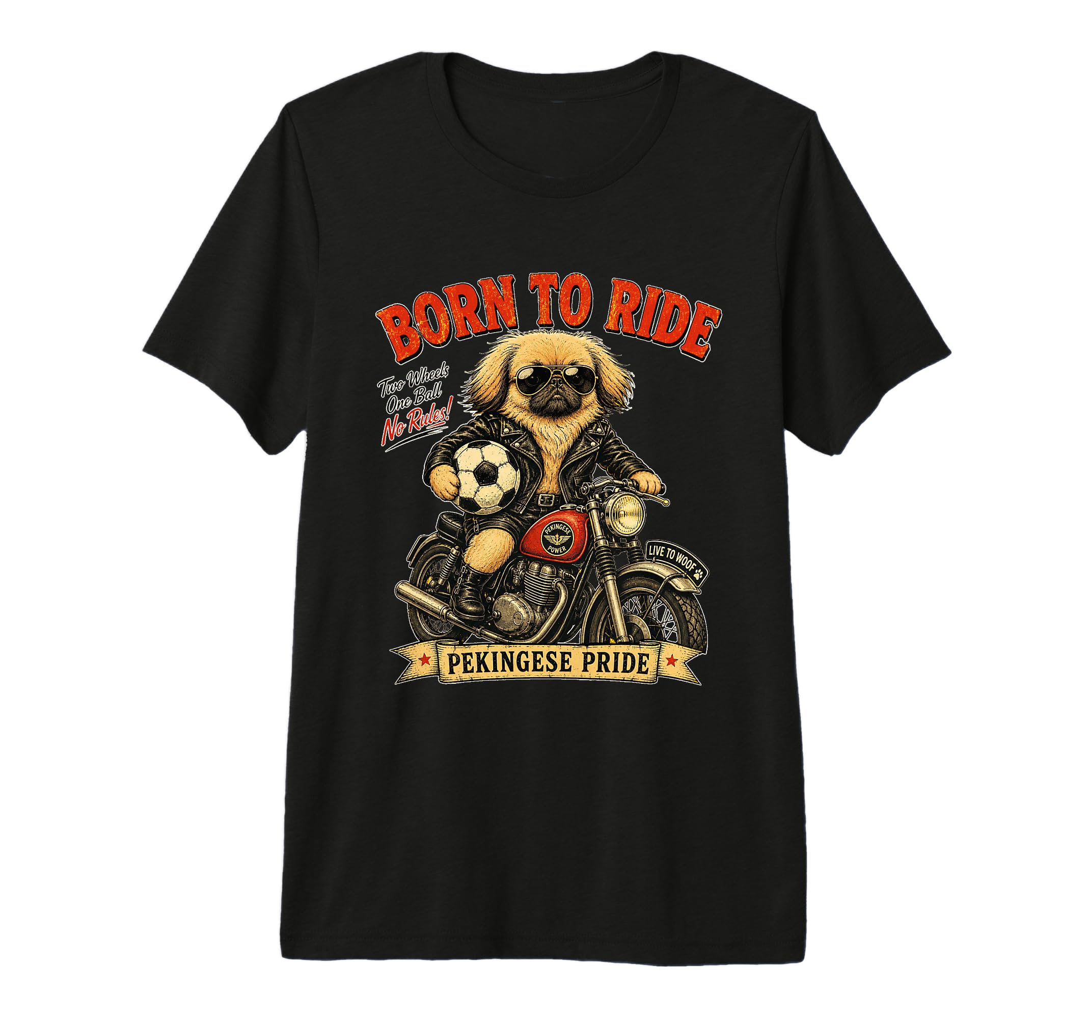 Pekingese Ride Motorbike Love T-Shirt - Minimalist Print for Adults - T-Shirt, Sweatshirt, Hoodie