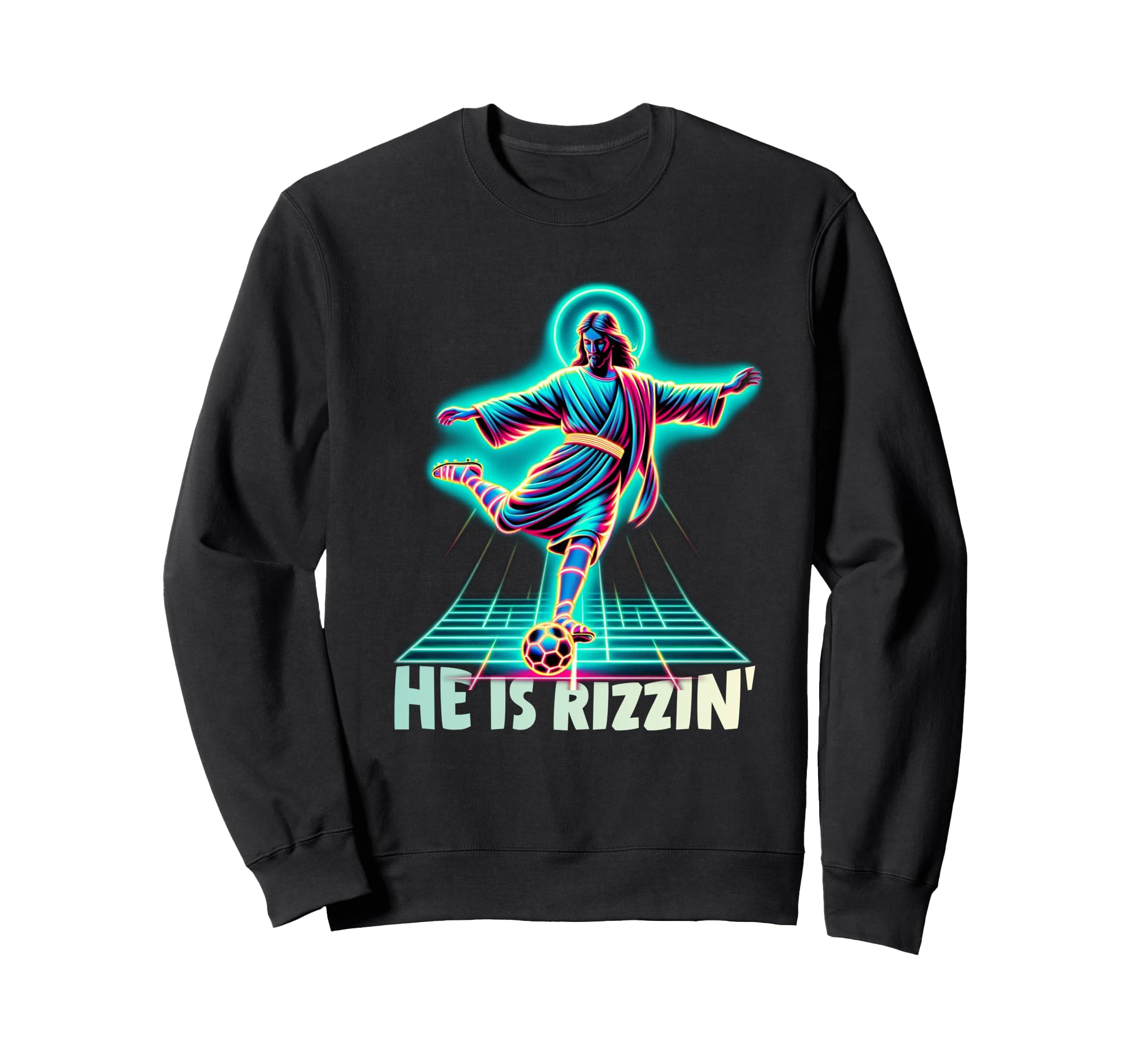 He Is Rizzin Meme Soccer Jesus Sweatshirt - Fun Novelty Design Unisex - T-Shirt, Sweatshirt, Hoodie