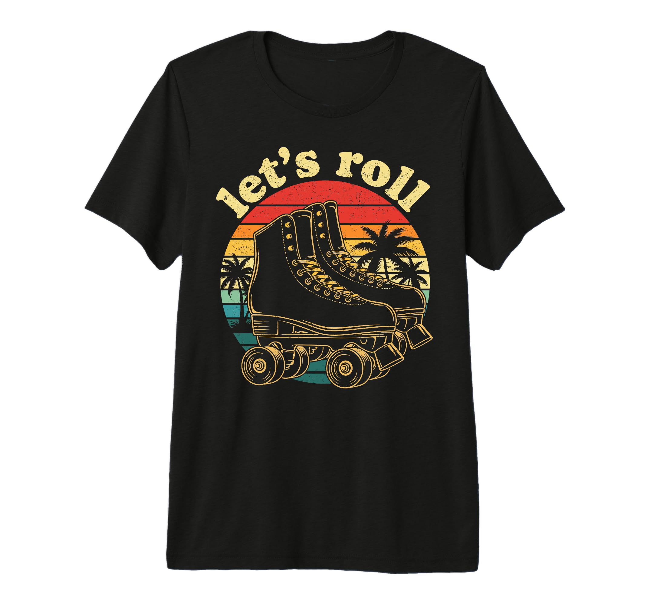 Sunset Palm Trees Lets Roll Roller T-Shirt - Aesthetic Graphic Men Women - T-Shirt, Sweatshirt, Hoodie