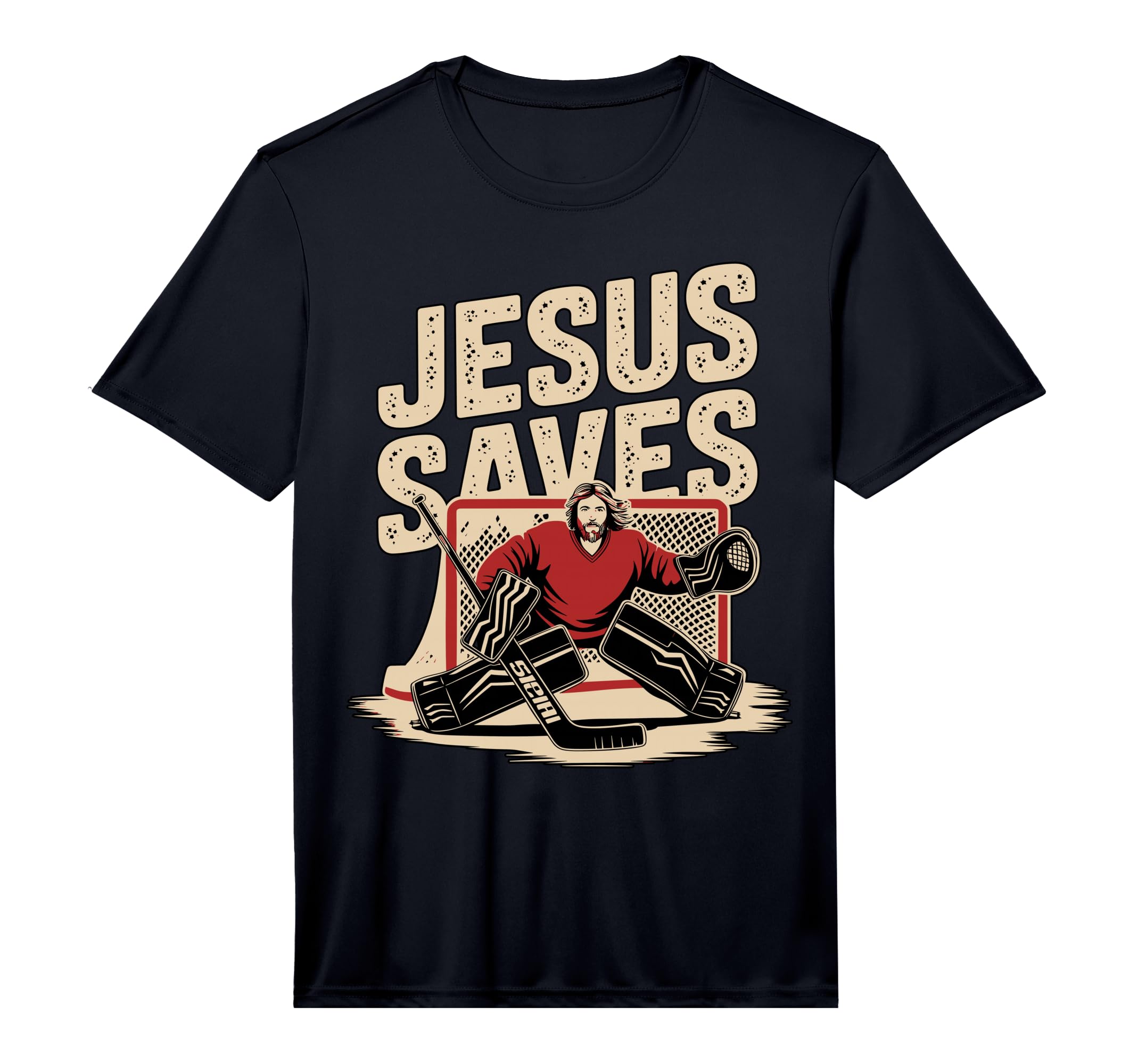 Jesus Saves Ice Hockey Goalkeeper T-Shirt - Streetwear Style for Adults - T-Shirt, Sweatshirt, Hoodie