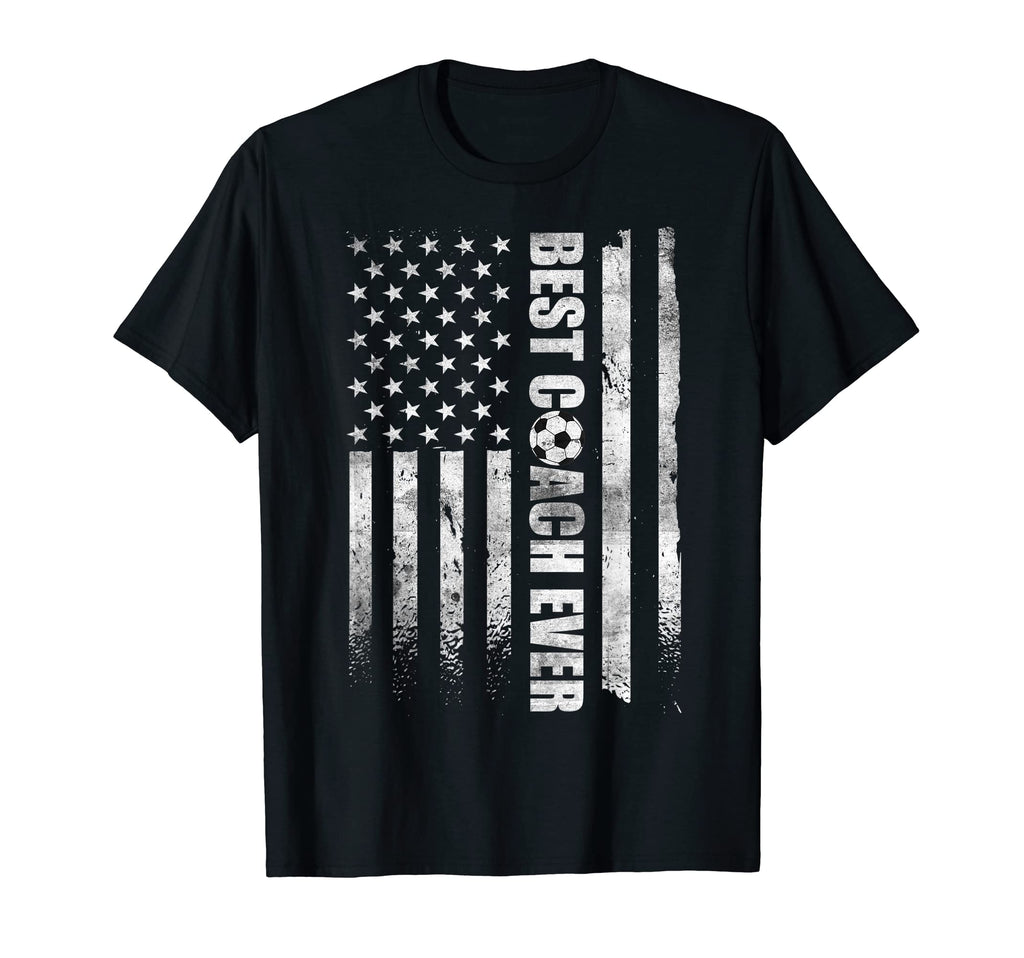 Best Soccer Coach Ever American Flag T-Shirt - Aesthetic Graphic Men Women - T-Shirt, Sweatshirt, Hoodie