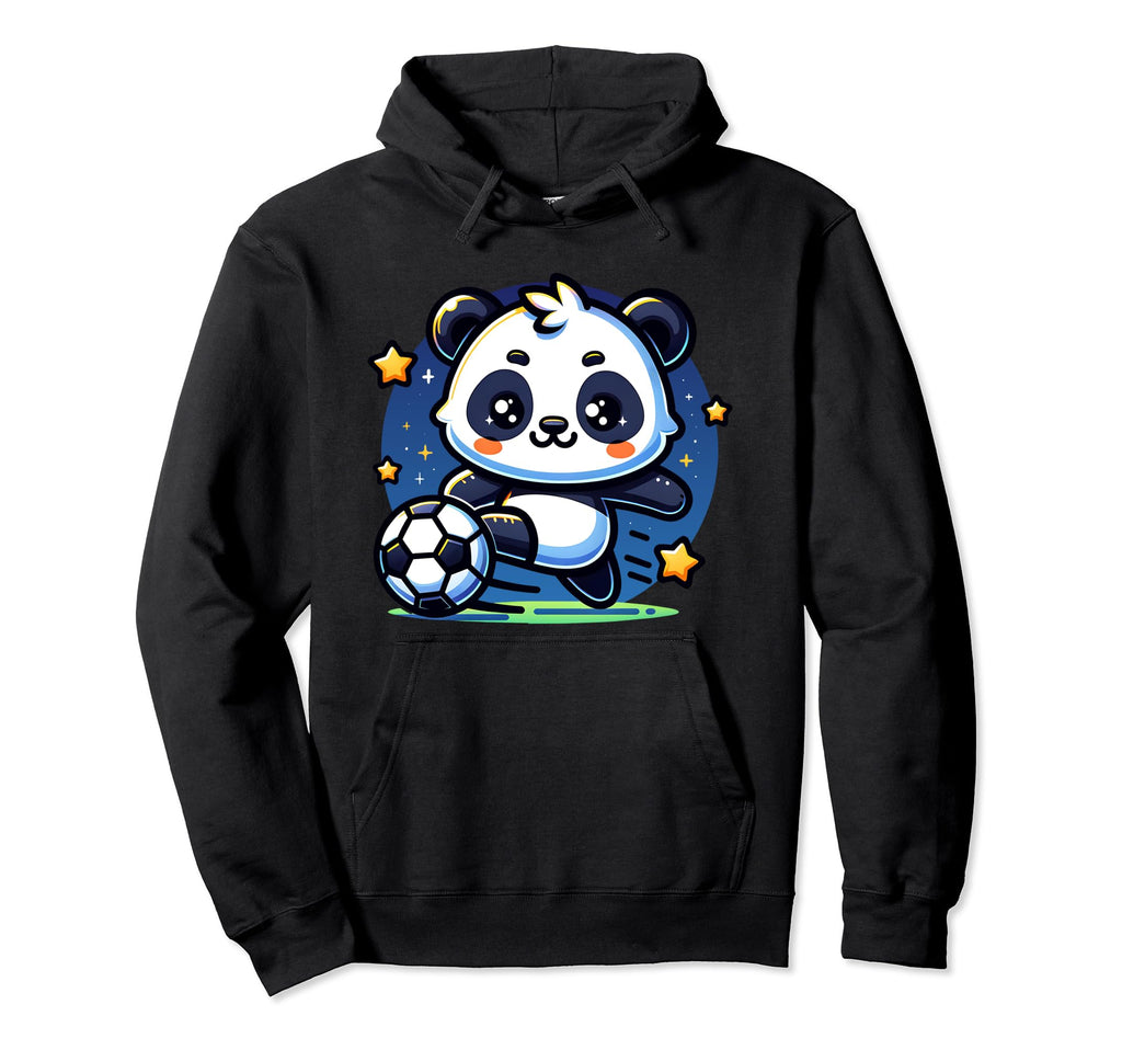 Soccer Player Panda Kicking Soccer Hoodie - Minimalist Print for Adults - T-Shirt, Sweatshirt, Hoodie