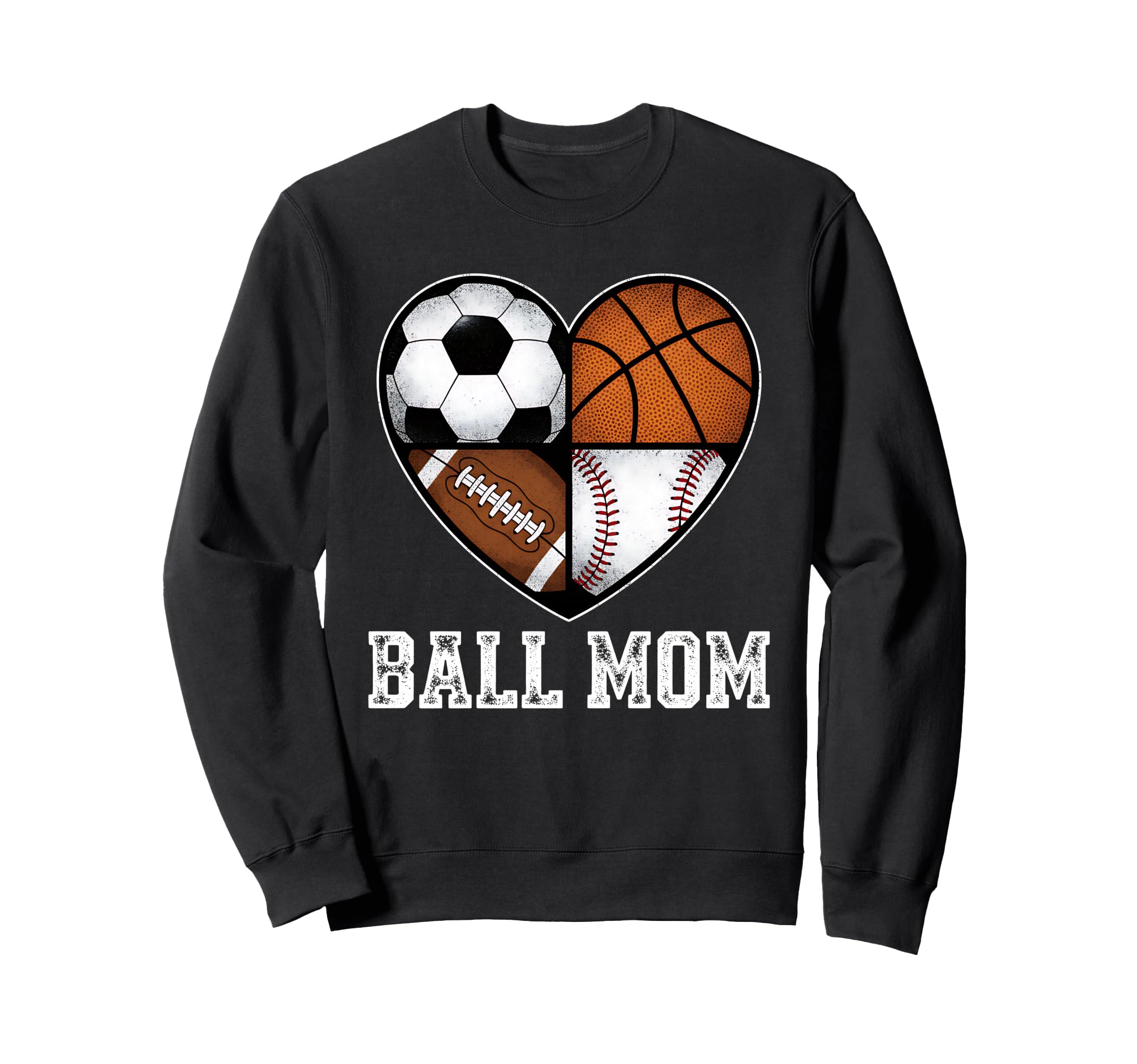 Mom Both Heart Soccer Baseball Sports Sweatshirt - Graphic Print Unisex - T-Shirt, Sweatshirt, Hoodie