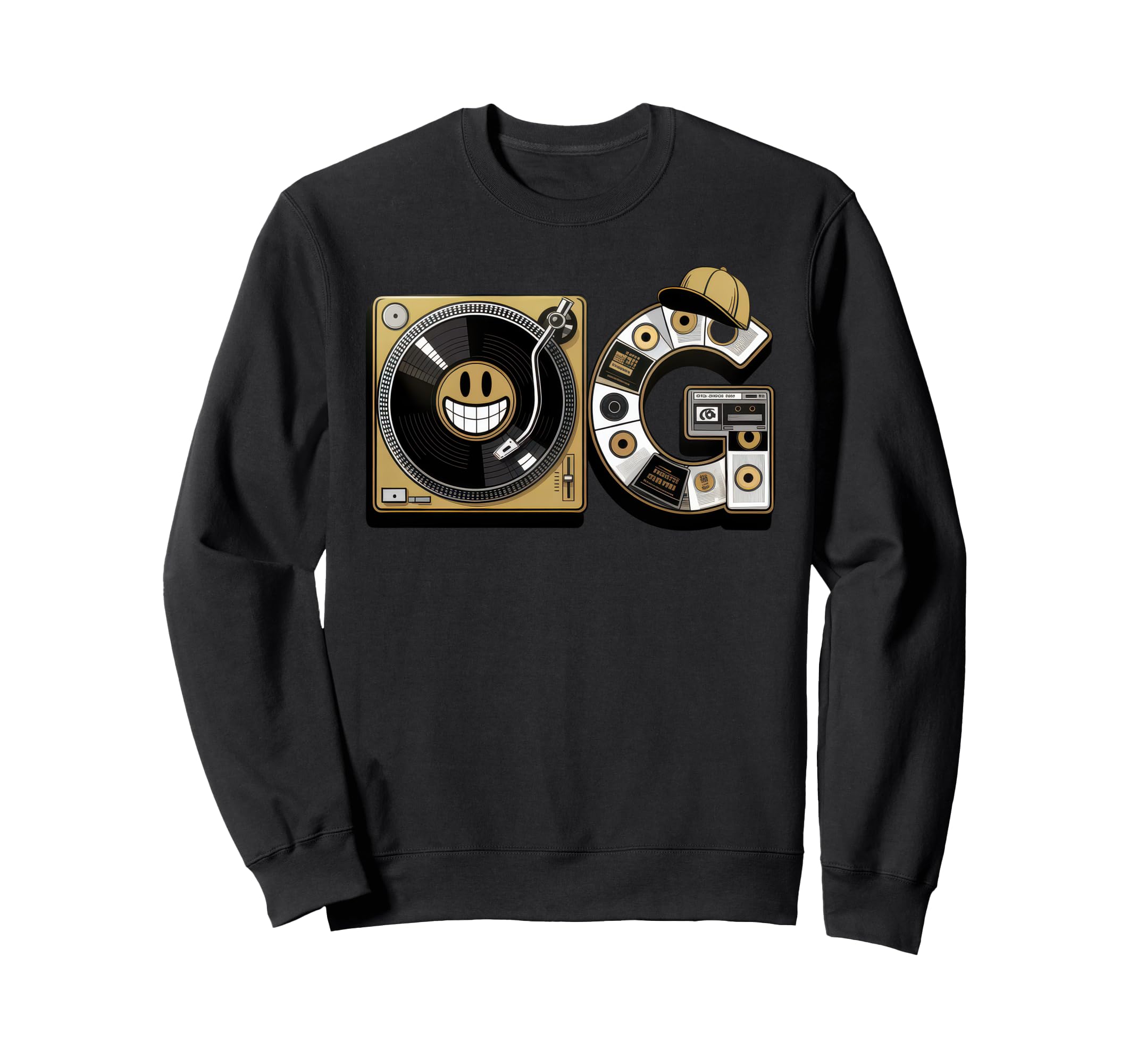 Old School Og Hip Hop Vinyl Cds Sweatshirt - Aesthetic Graphic Unisex - T-Shirt, Sweatshirt, Hoodie