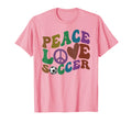 Groovy Peace Love Soccer Kicking Ball T-Shirt - Trendy Graphic Men Women - T-Shirt, Sweatshirt, Hoodie