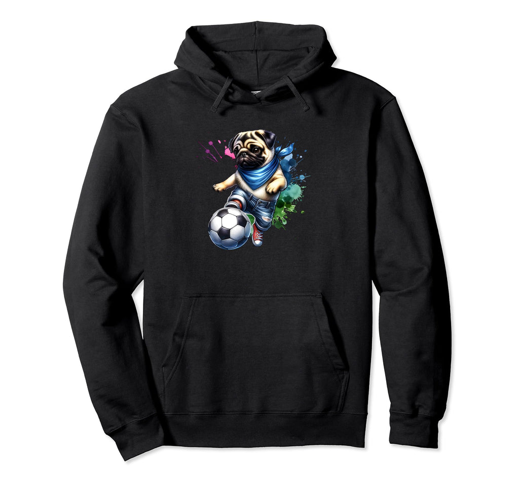 Pug Dog Soccer Ball Champion Fan Hoodie - Streetwear Style Men Women - T-Shirt, Sweatshirt, Hoodie