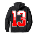 White Red Sport Team Number 13 Hoodie - Aesthetic Graphic Unisex - T-Shirt, Sweatshirt, Hoodie