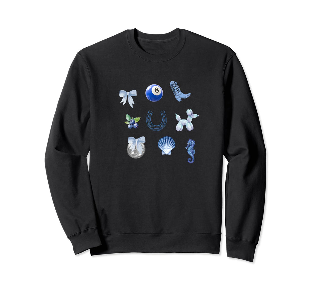 Coastal Grandma Coquette Blue Sweatshirt - Custom Art Print Men Women - T-Shirt, Sweatshirt, Hoodie
