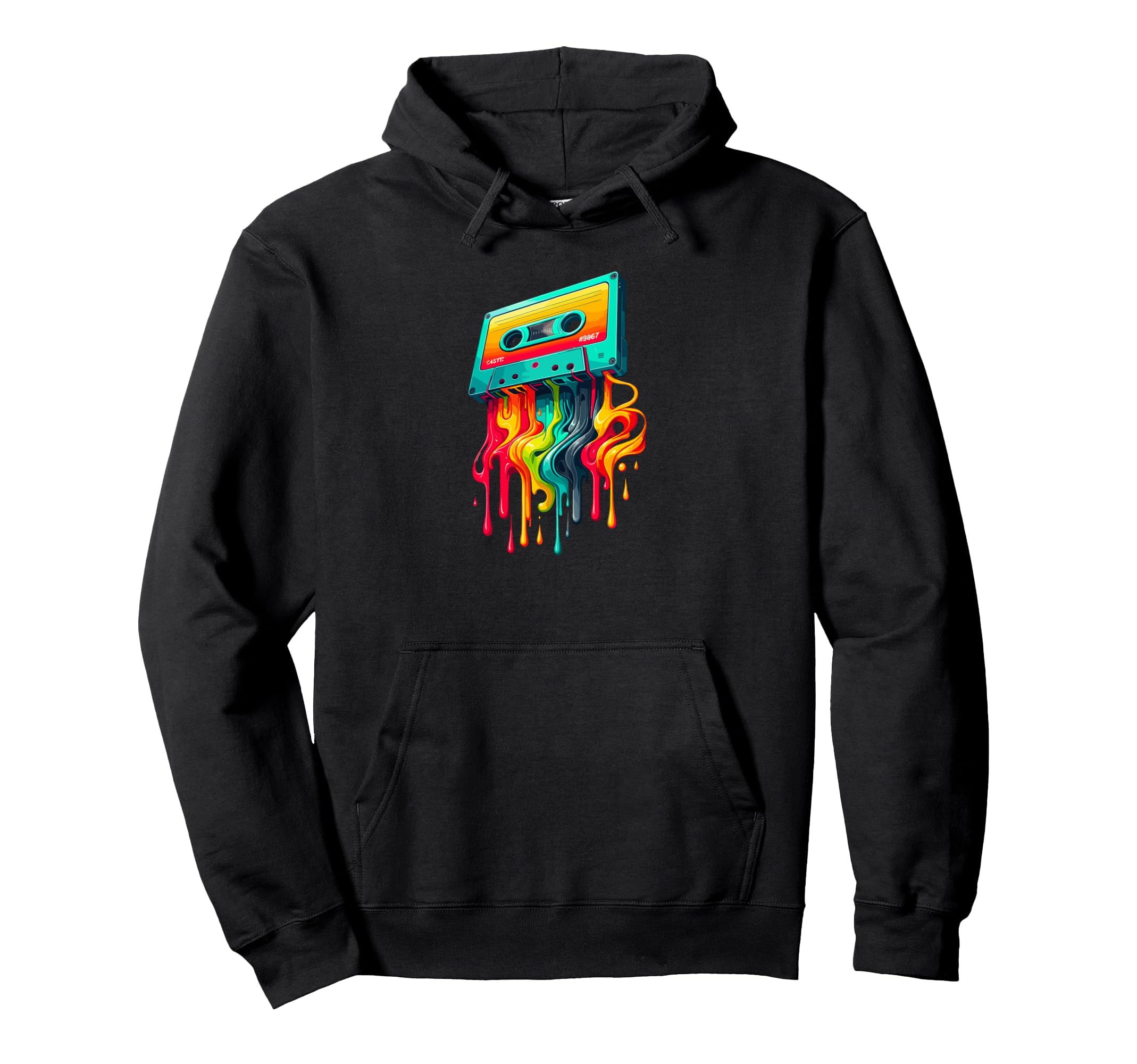 Dripping Paint Art Cassette Player Hoodie - Fun Novelty Design Men Women - T-Shirt, Sweatshirt, Hoodie