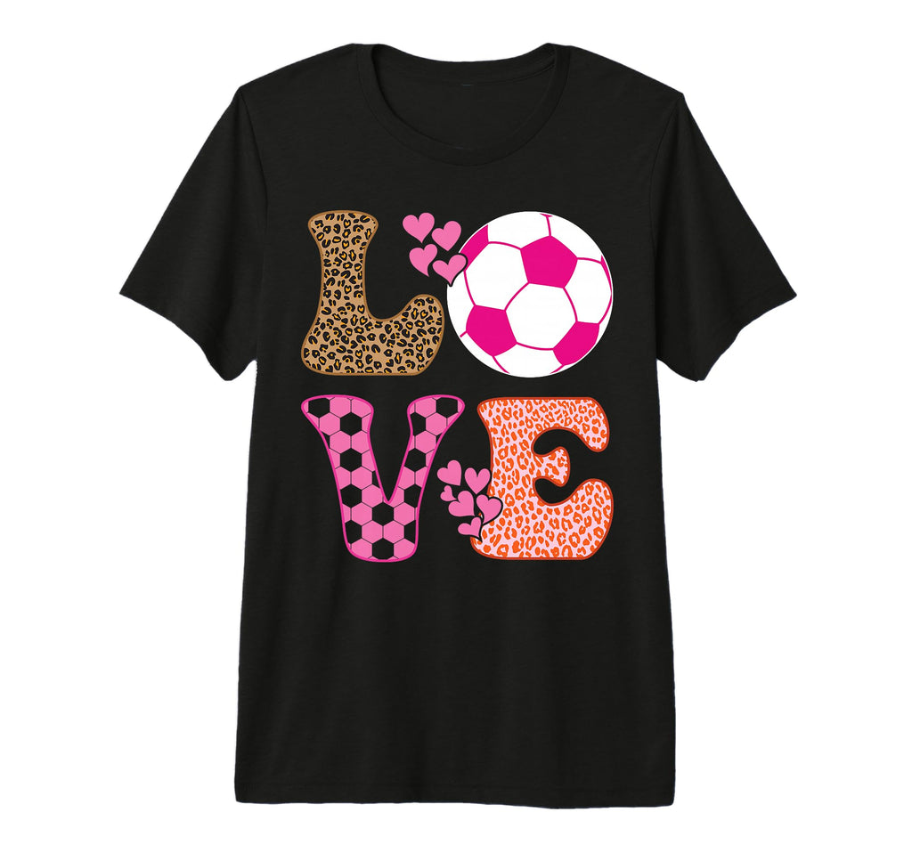 Soccer Love Hearts And Leopard Soccer T-Shirt - Streetwear Style Men Women - T-Shirt, Sweatshirt, Hoodie