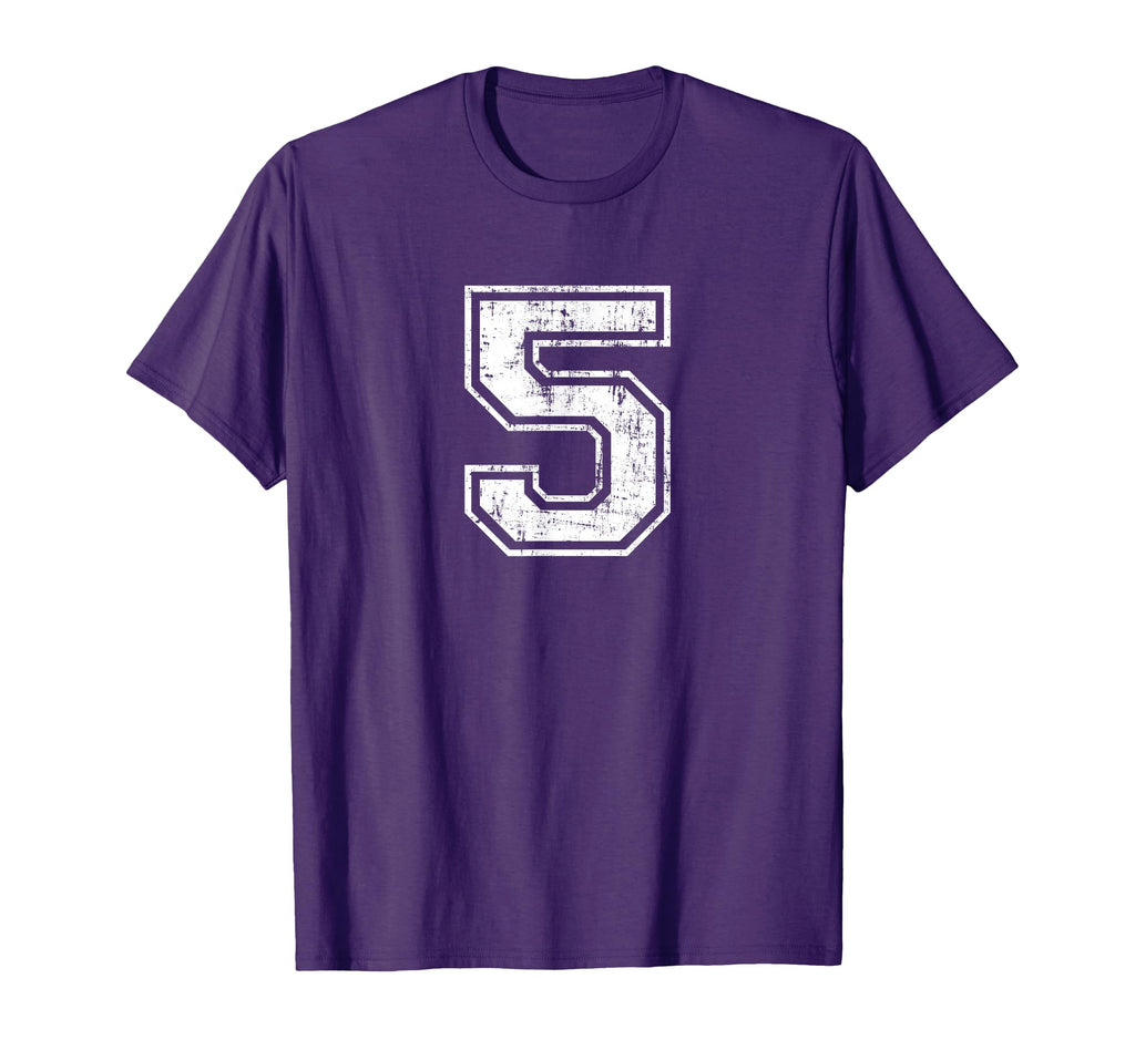Number 5 Distressed Five Sports T-Shirt - Minimalist Print Men Women - T-Shirt, Sweatshirt, Hoodie