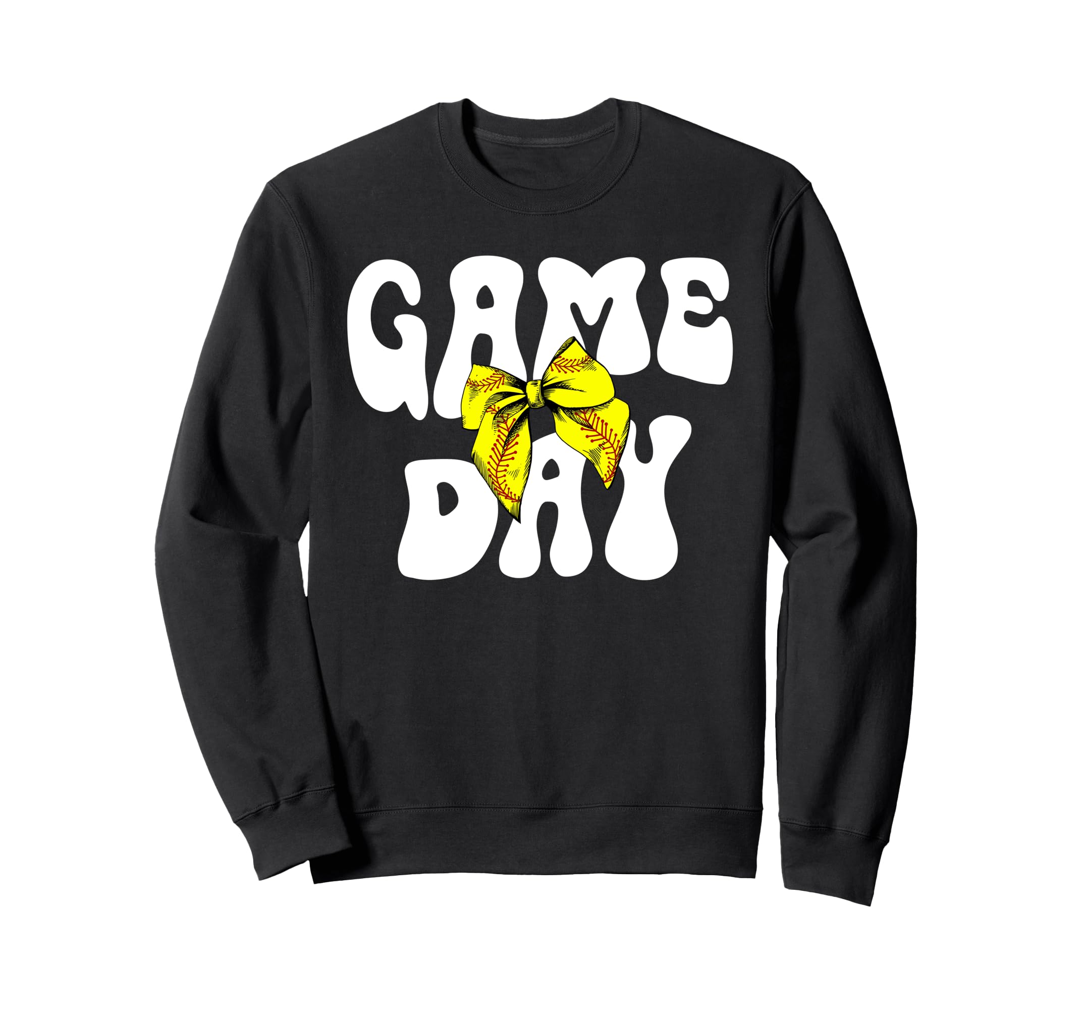 Groovy Softball Game Day Bow Sweatshirt - Casual Everyday Wear Men Women - T-Shirt, Sweatshirt, Hoodie