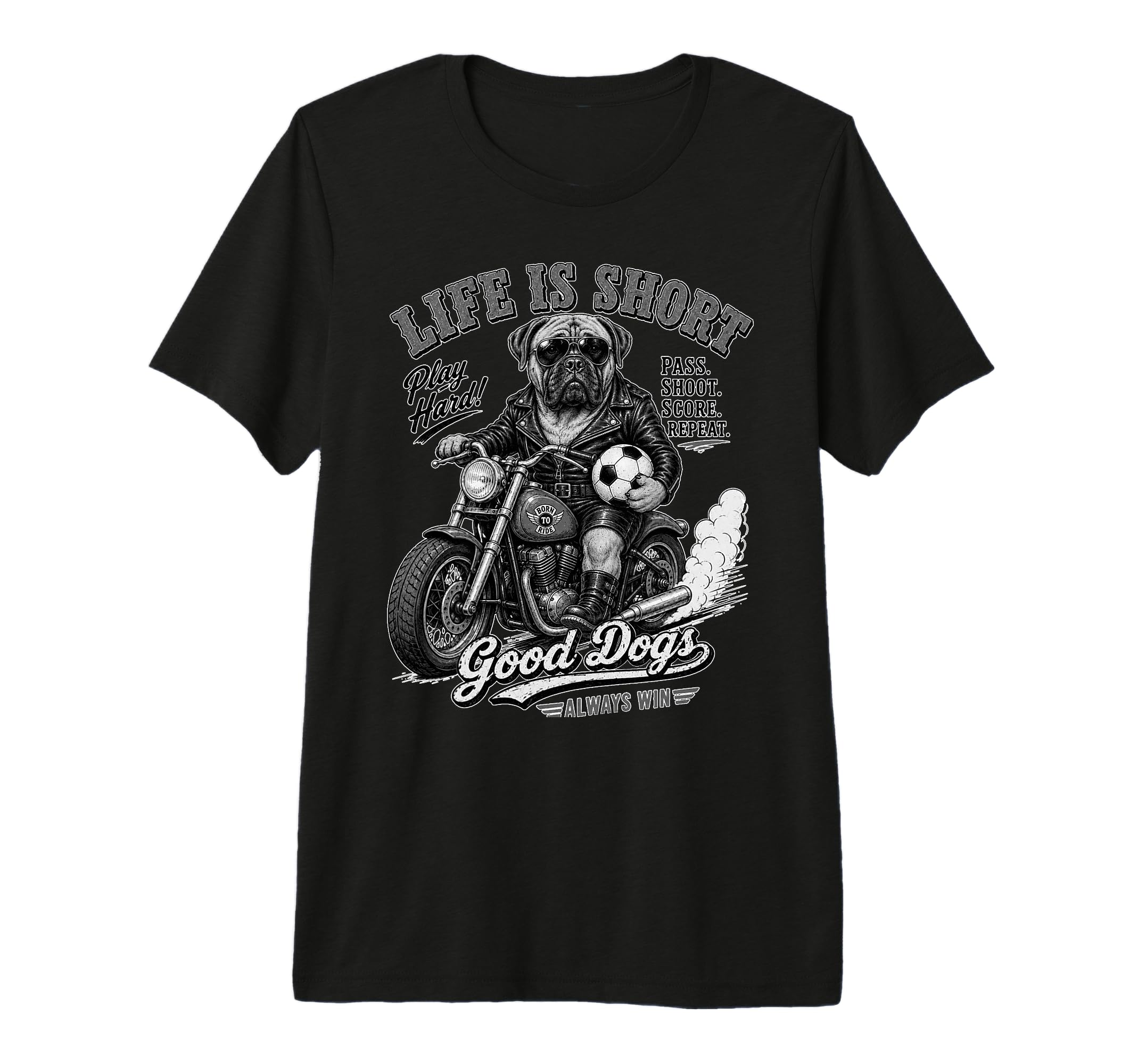 Mastiff Motorbike Love Footbal T-Shirt - Aesthetic Graphic for Adults - T-Shirt, Sweatshirt, Hoodie