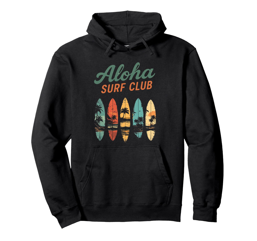 Aloha Surf Club Tropical Surfboards Hoodie - Trendy Graphic for Adults - T-Shirt, Sweatshirt, Hoodie