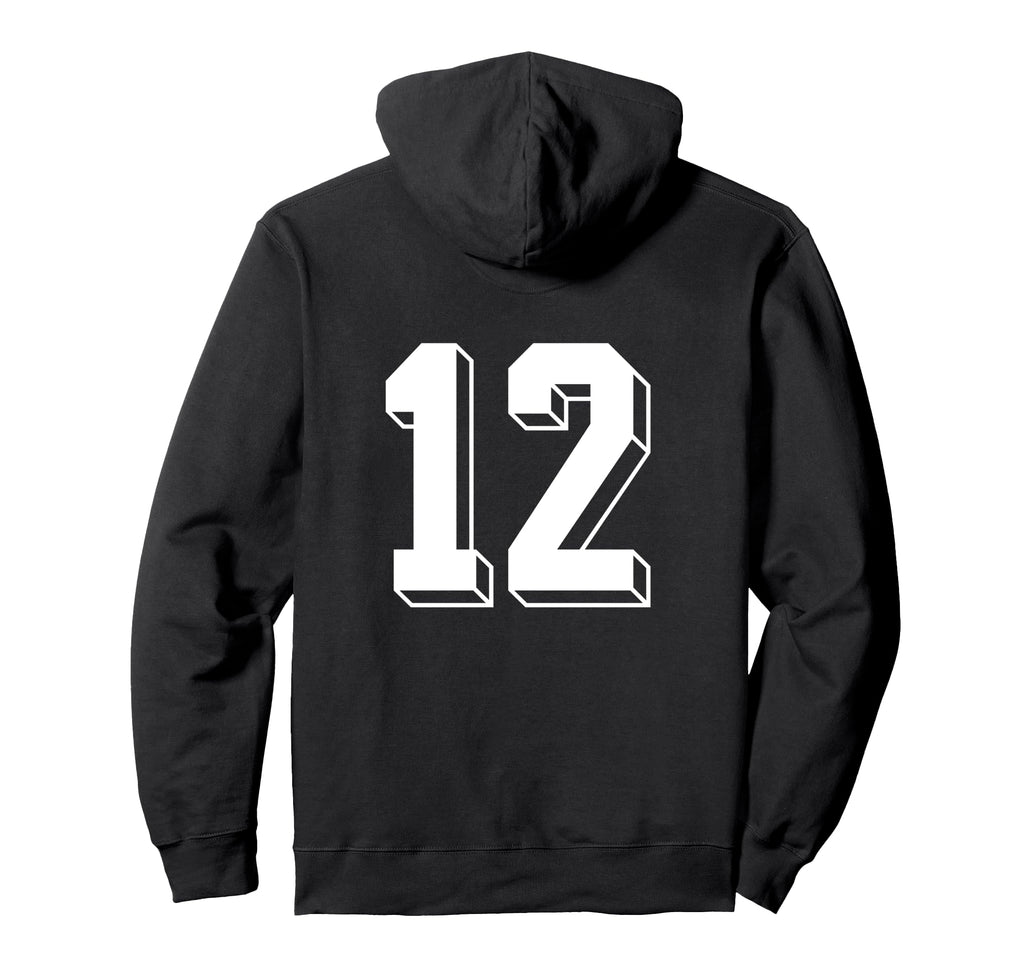 Number 12 Backside 80S 90S Team Jersey Hoodie - Graphic Print Unisex - T-Shirt, Sweatshirt, Hoodie