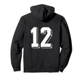 Number 12 Backside 80S 90S Team Jersey Hoodie - Graphic Print Unisex - T-Shirt, Sweatshirt, Hoodie