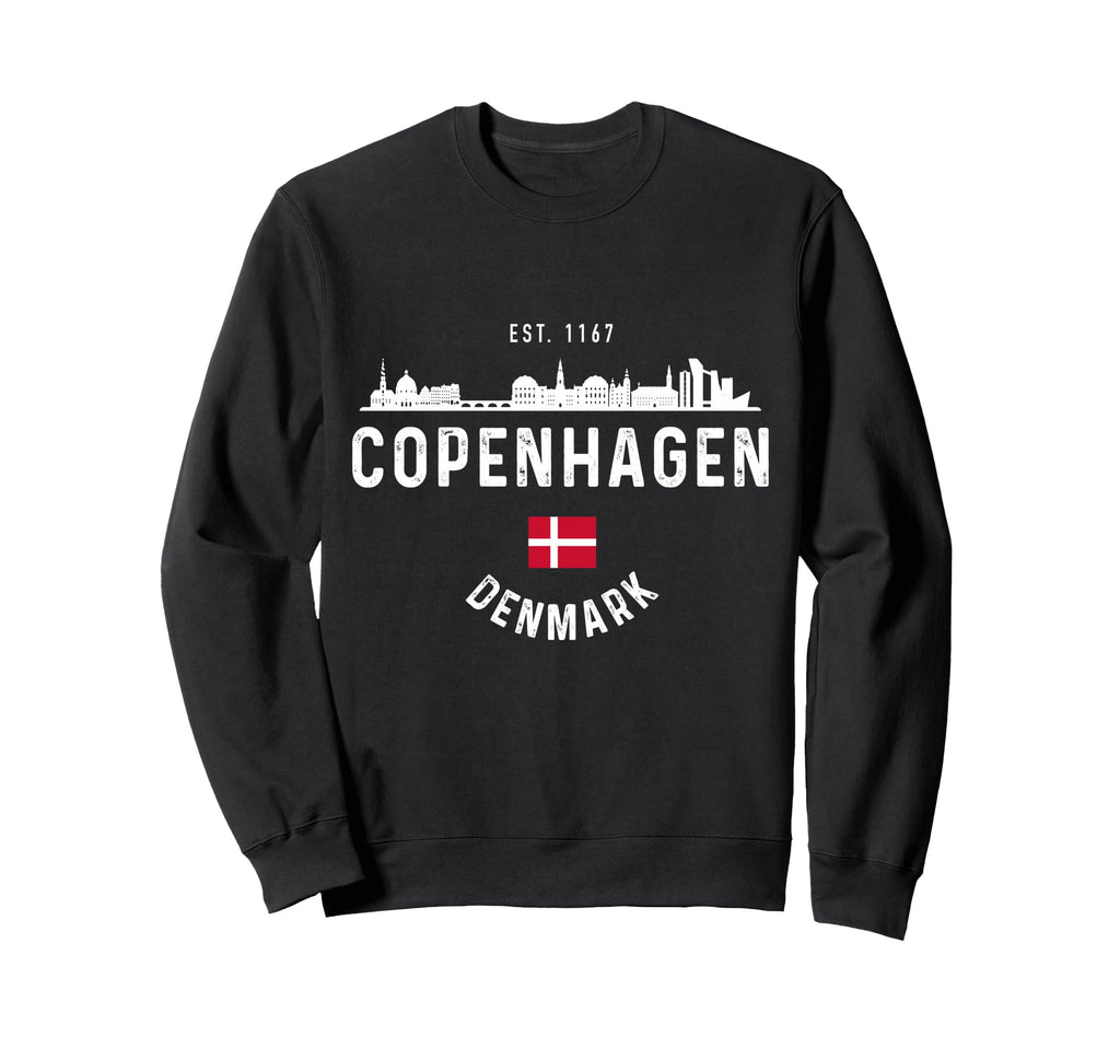 Copenhagen Denmark Skyline Sweatshirt - Aesthetic Graphic Men Women - T-Shirt, Sweatshirt, Hoodie