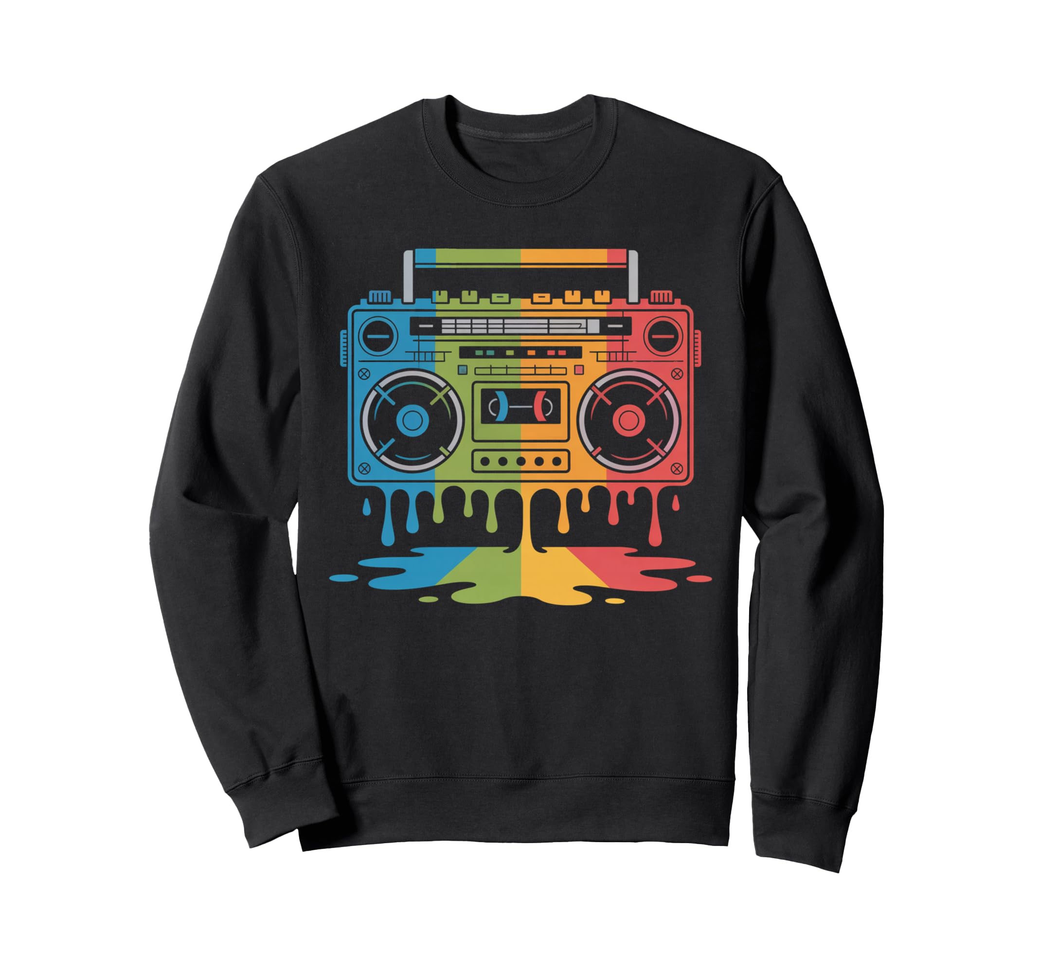 Dripping Paint Boombox Old School Sweatshirt - Aesthetic Graphic Men Women - T-Shirt, Sweatshirt, Hoodie
