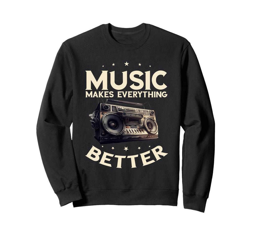 Boombox Oldschool Music Makes Sweatshirt - Minimalist Print Unisex - T-Shirt, Sweatshirt, Hoodie