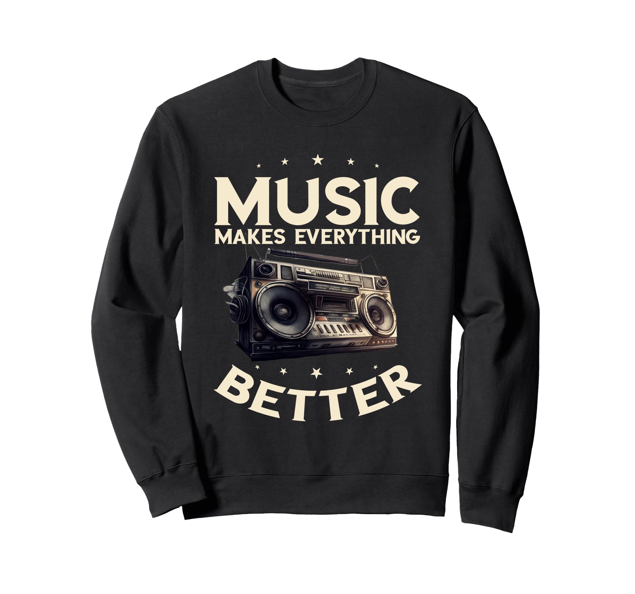 Boombox Oldschool Music Makes Sweatshirt - Minimalist Print Unisex - T-Shirt, Sweatshirt, Hoodie