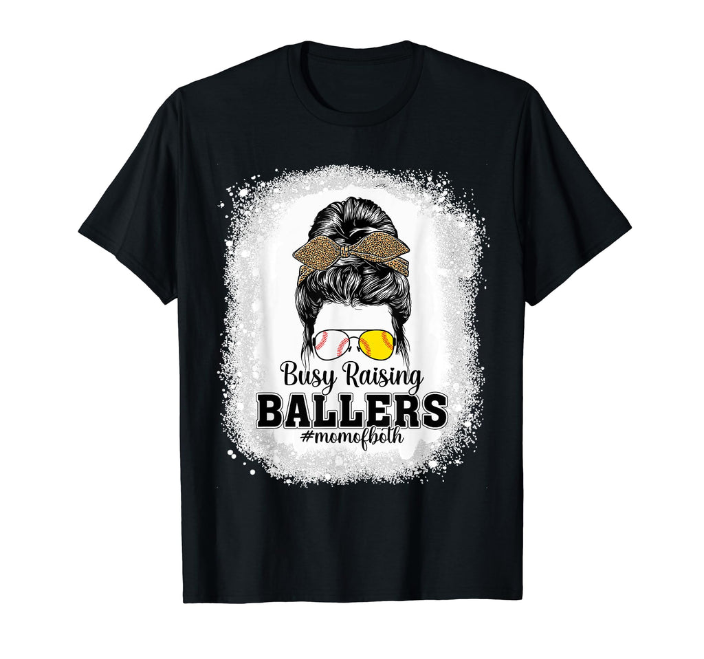 Messy Bun Mom Both Baseball Softball Busy T-Shirt - Unique Graphic Unisex - T-Shirt, Sweatshirt, Hoodie