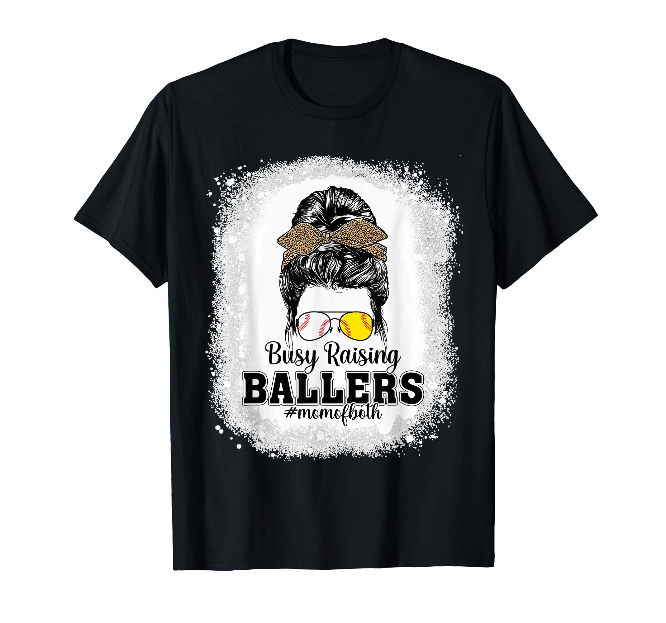 Messy Bun Mom Both Baseball Softball Busy T-Shirt - Unique Graphic Unisex - T-Shirt, Sweatshirt, Hoodie