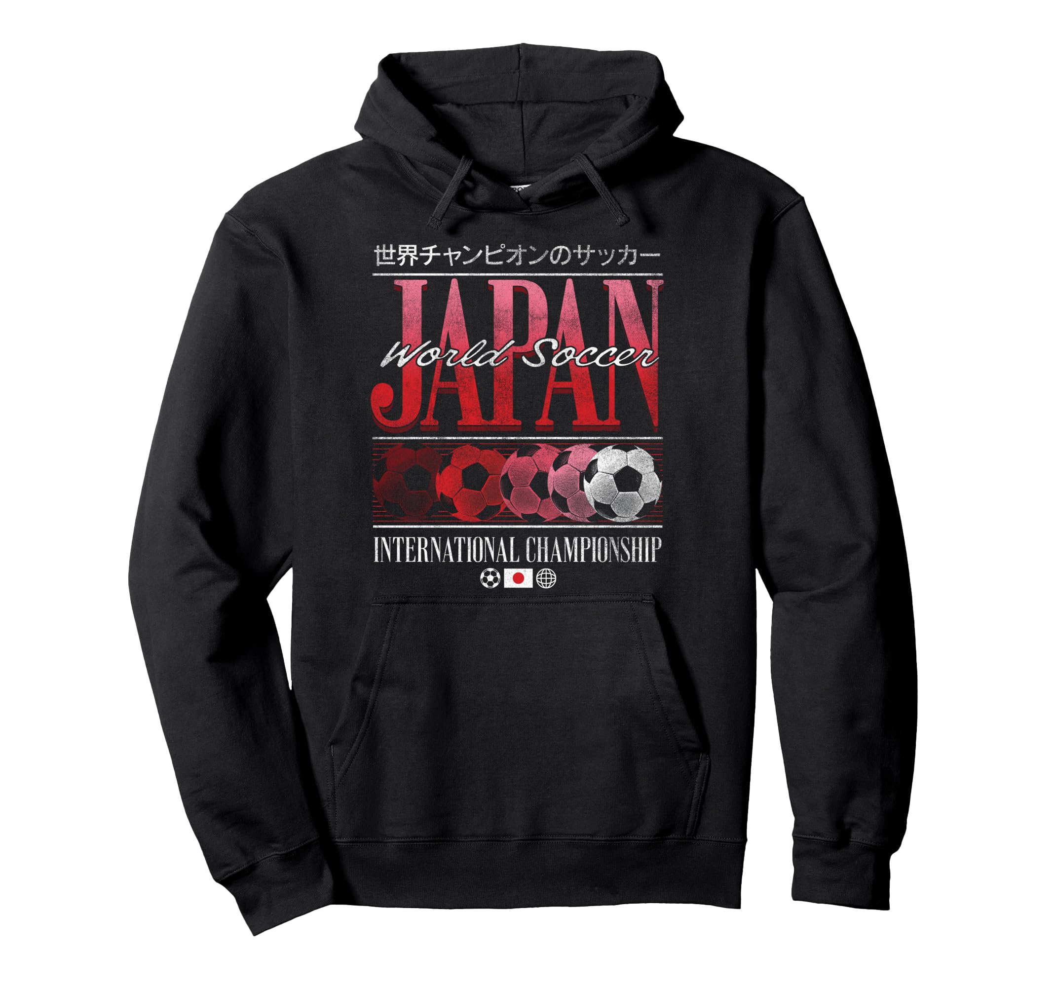 Japan Distressed Soccer Balls Kanji Hoodie - Novelty Apparel Men Women - T-Shirt, Sweatshirt, Hoodie