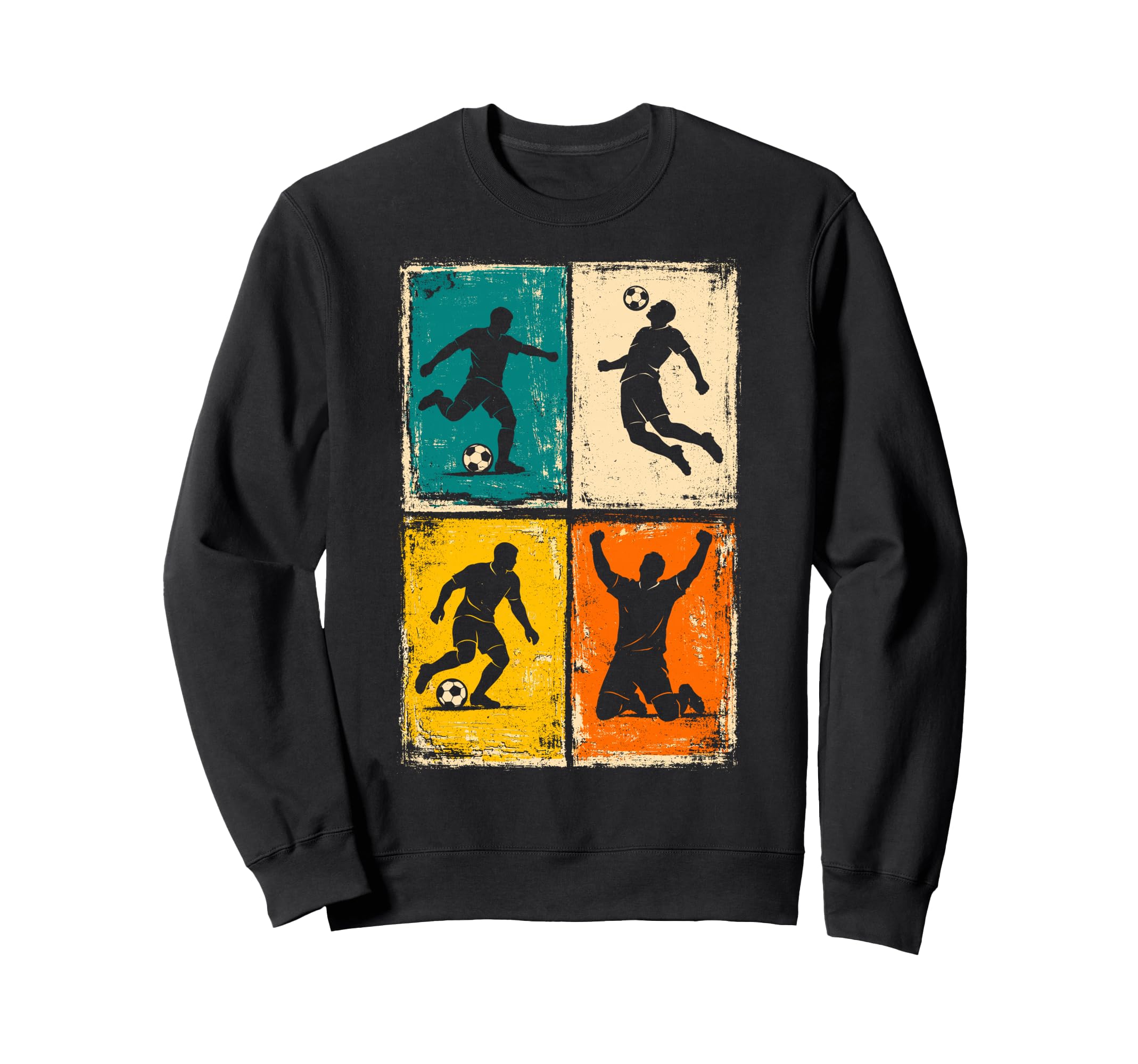 Distressed Soccer Player Silhouettes Sweatshirt - Trendy Graphic Unisex - T-Shirt, Sweatshirt, Hoodie