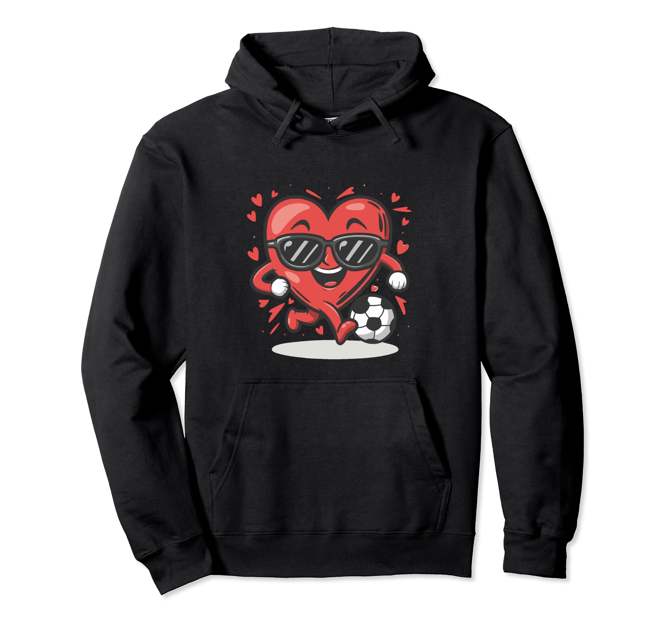 Funny Heart Running Soccer Ball Hoodie - Custom Art Print Men Women - T-Shirt, Sweatshirt, Hoodie
