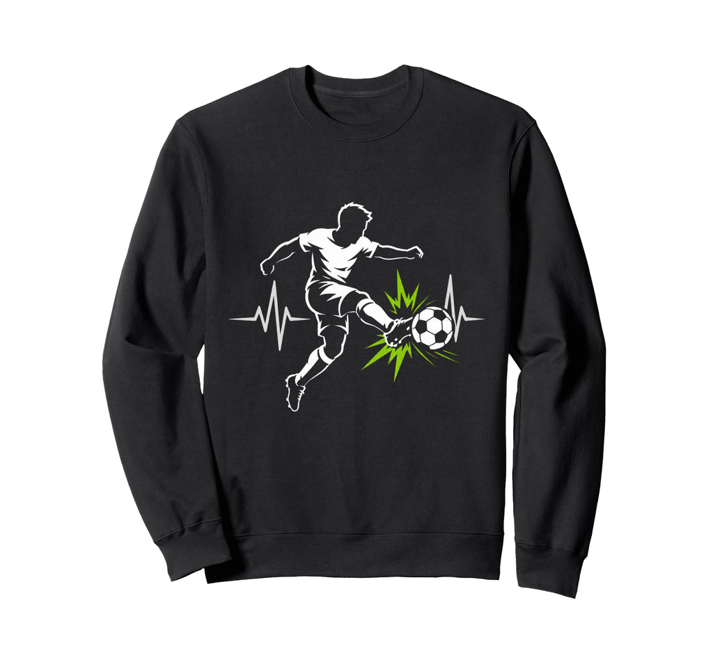 Energetic Soccer Player Heartbeat Sweatshirt - Unique Graphic Men Women - T-Shirt, Sweatshirt, Hoodie