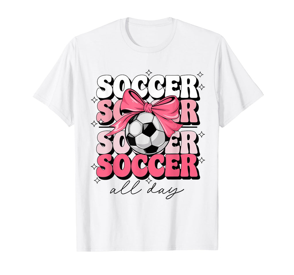 Groovy Soccer Coquette Bow Soccer All T-Shirt - Unique Graphic Men Women - T-Shirt, Sweatshirt, Hoodie