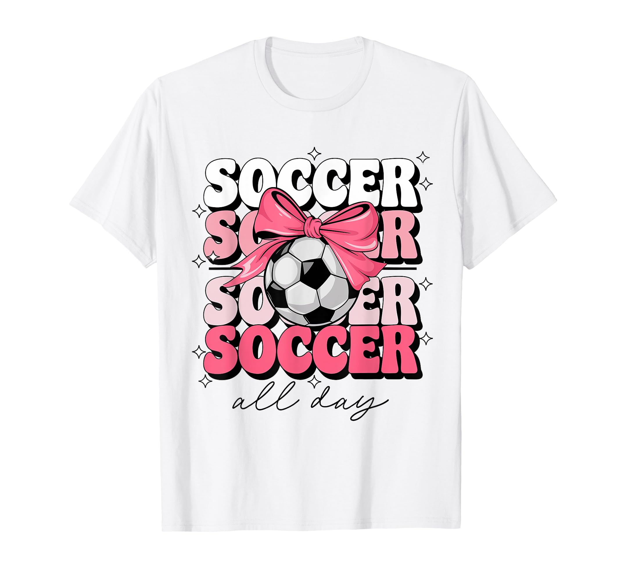 Groovy Soccer Coquette Bow Soccer All T-Shirt - Unique Graphic Men Women - T-Shirt, Sweatshirt, Hoodie