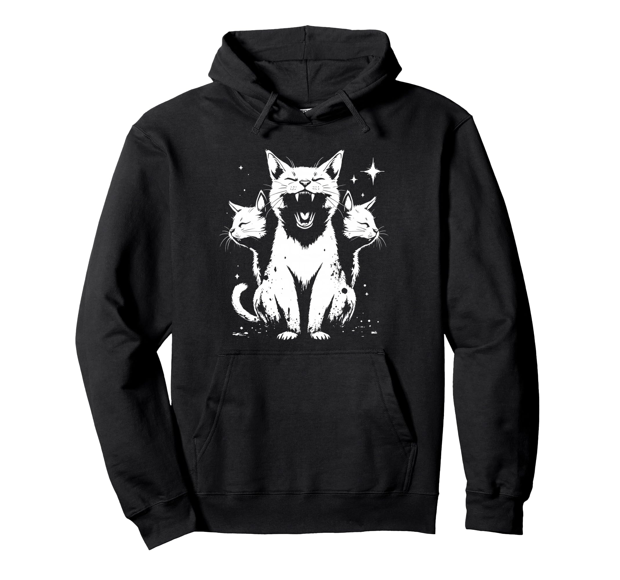 3 Headed Cat Grunge Alt 90S Halloween Hoodie - Unique Graphic for Adults - T-Shirt, Sweatshirt, Hoodie