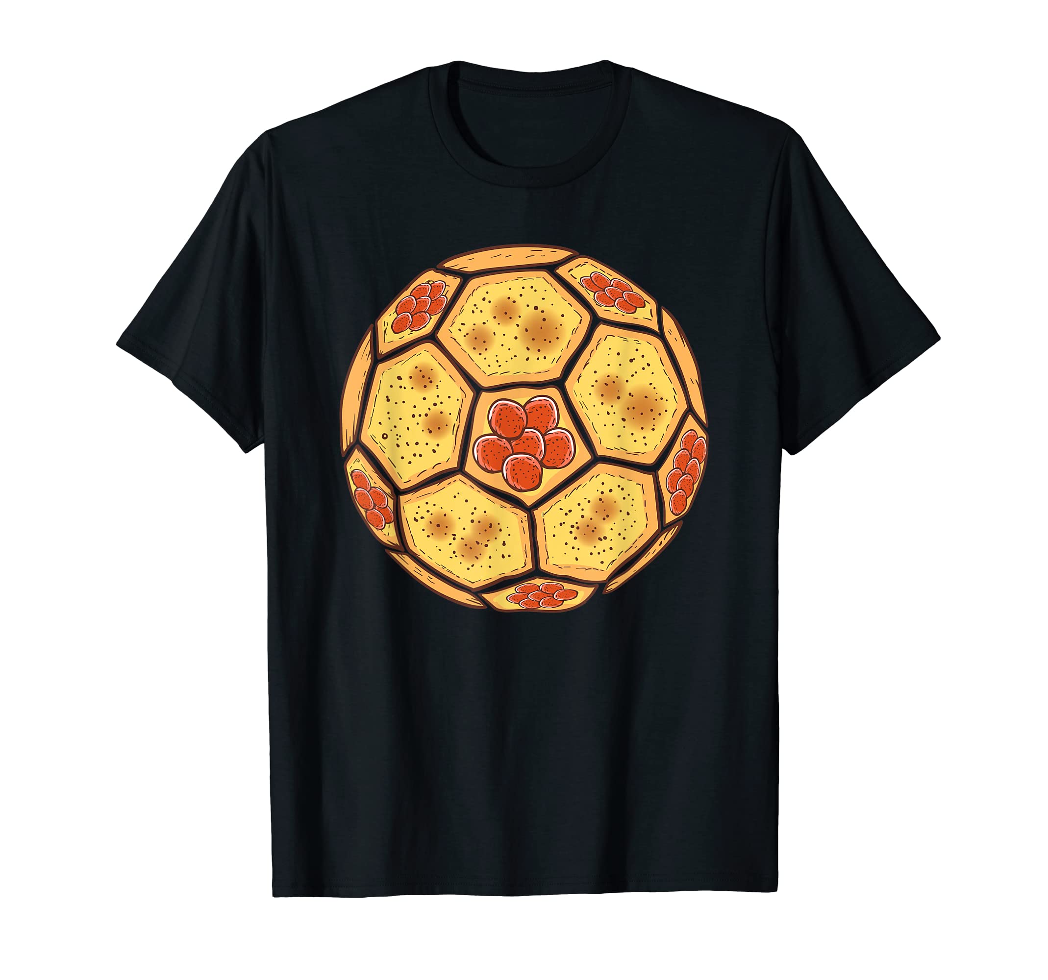 Soccer Ball Shaped Pizza Soccer And T-Shirt - Custom Art Print Men Women - T-Shirt, Sweatshirt, Hoodie