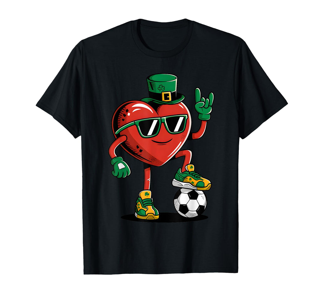 Valentine St Patrick Day Heart Soccer T-Shirt - Unique Graphic for Adults - T-Shirt, Sweatshirt, Hoodie