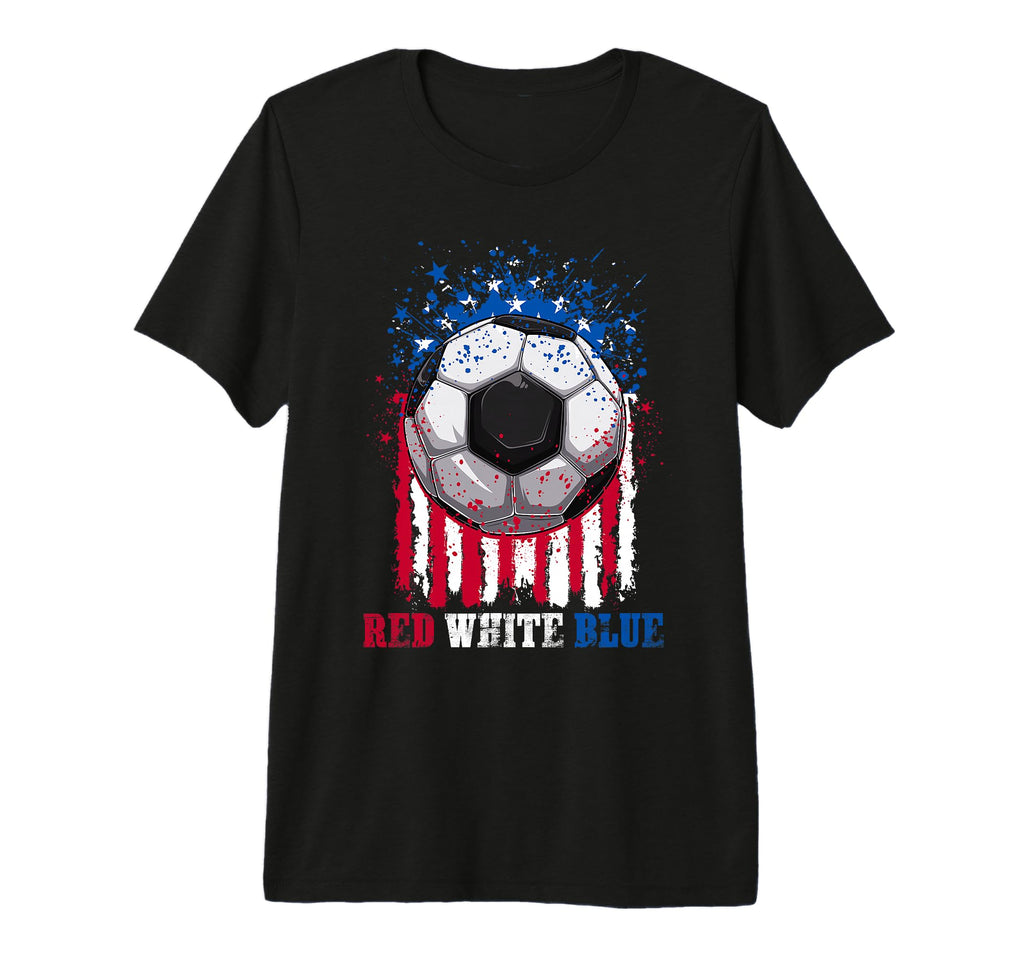 Red White Blue Soccer Lover Fan Usa T-Shirt - Fun Novelty Design Men Women - T-Shirt, Sweatshirt, Hoodie