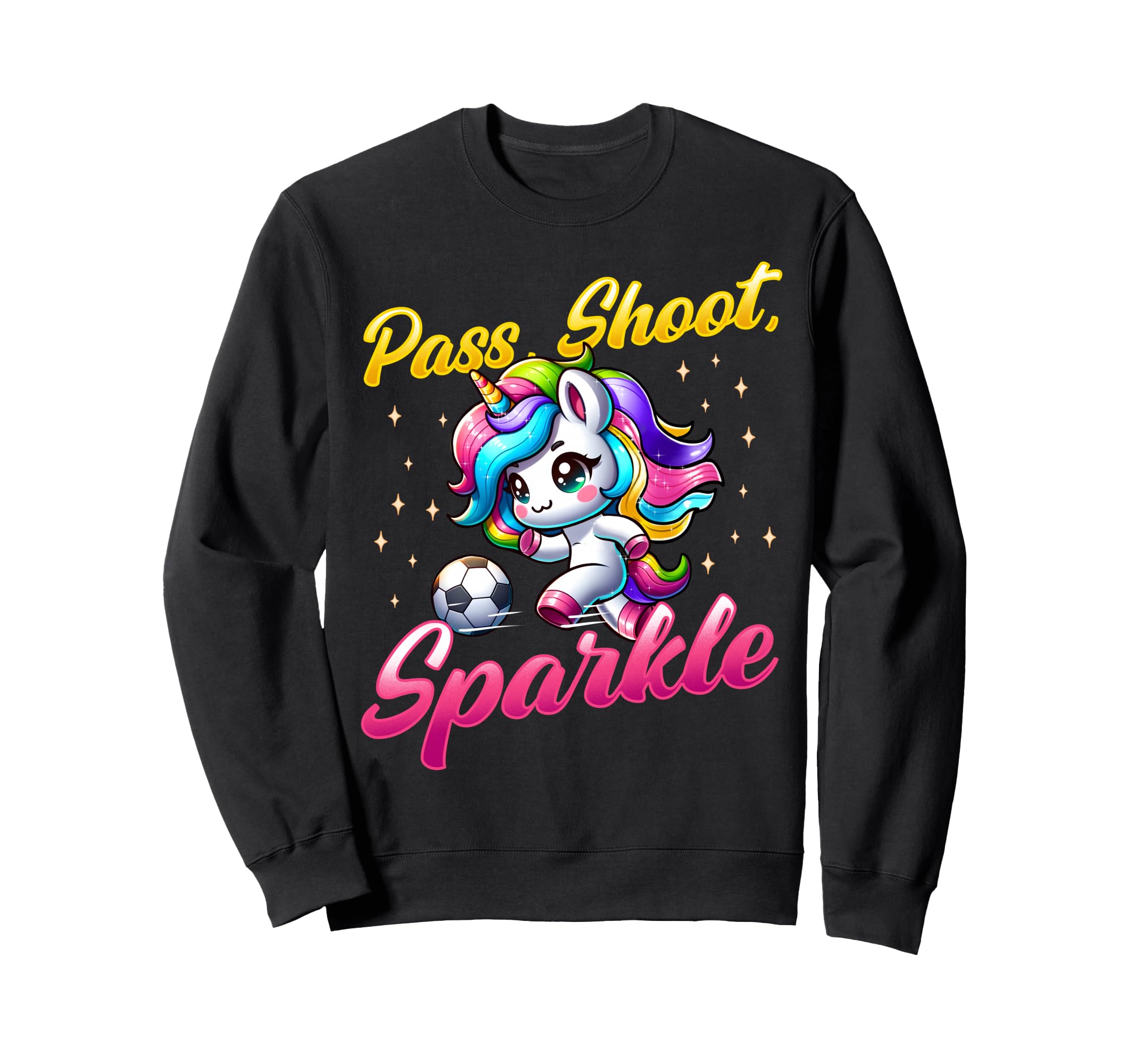 Pass Shoot Sparkle Soccer Sweatshirt - Fun Novelty Design for Adults - T-Shirt, Sweatshirt, Hoodie