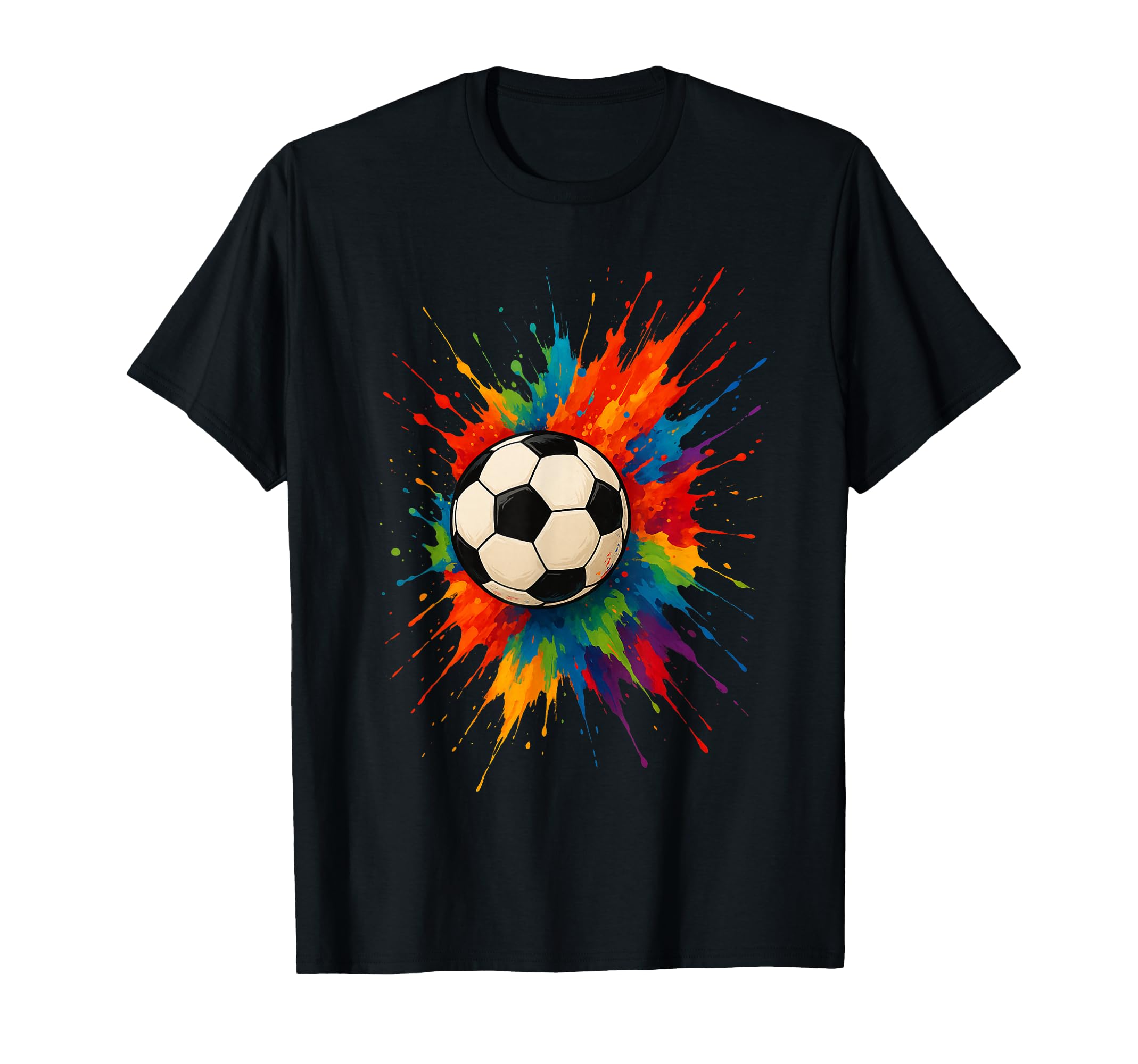 Colorful Soccer Ball Splash Love Art T-Shirt - Minimalist Print Unisex - T-Shirt, Sweatshirt, Hoodie
