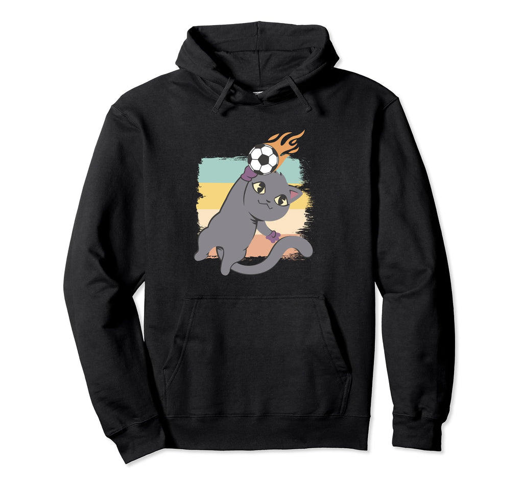 Cat As Soccer Player Goalie Colorful Hoodie - Minimalist Print for Adults - T-Shirt, Sweatshirt, Hoodie