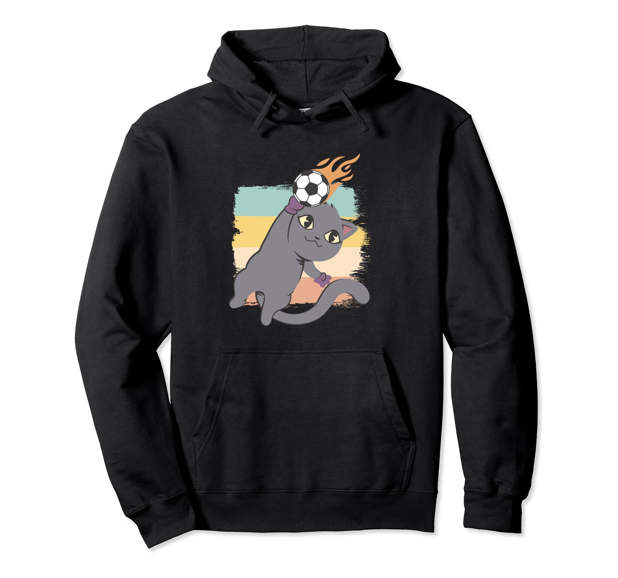 Cat As Soccer Player Goalie Colorful Hoodie - Minimalist Print for Adults - T-Shirt, Sweatshirt, Hoodie
