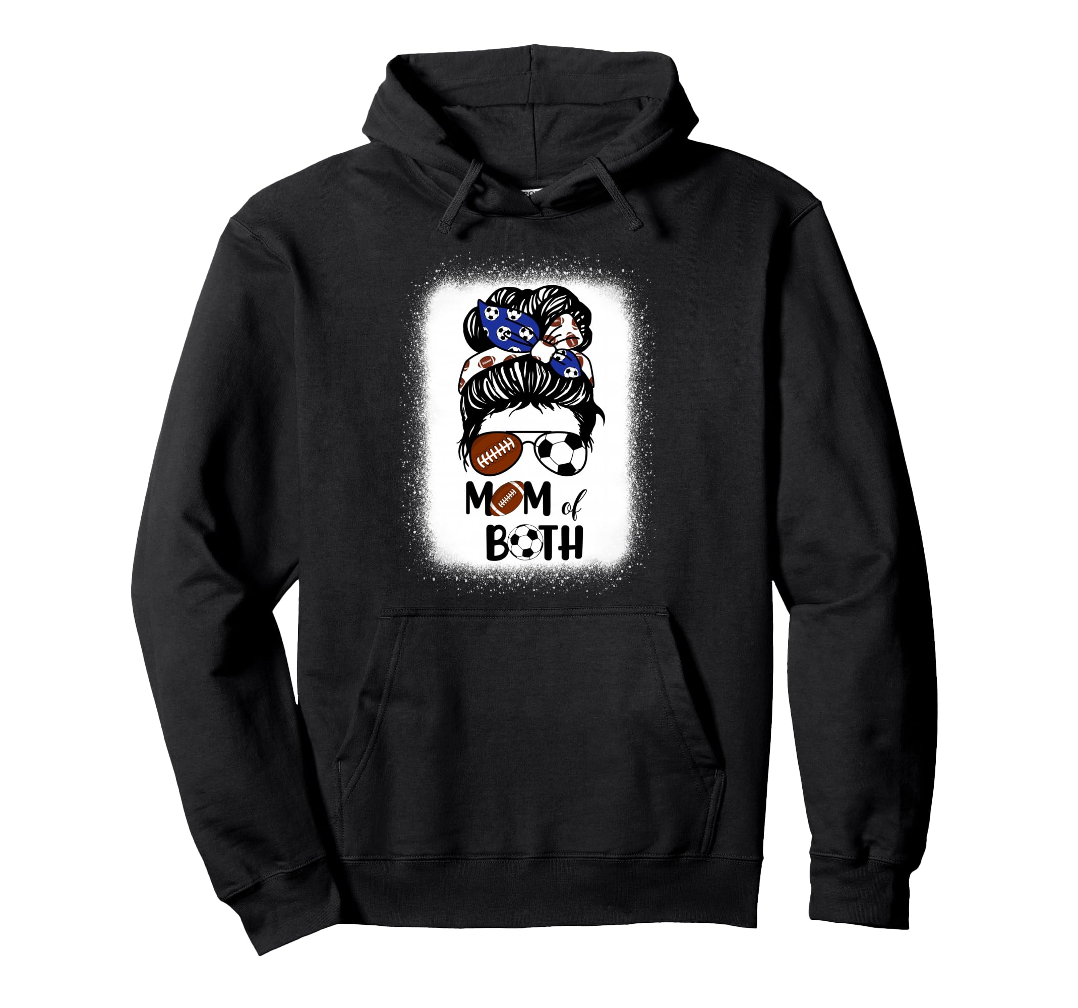 Messy Bun Soccer Mom Football Mom Both Hoodie - Graphic Print Unisex - T-Shirt, Sweatshirt, Hoodie
