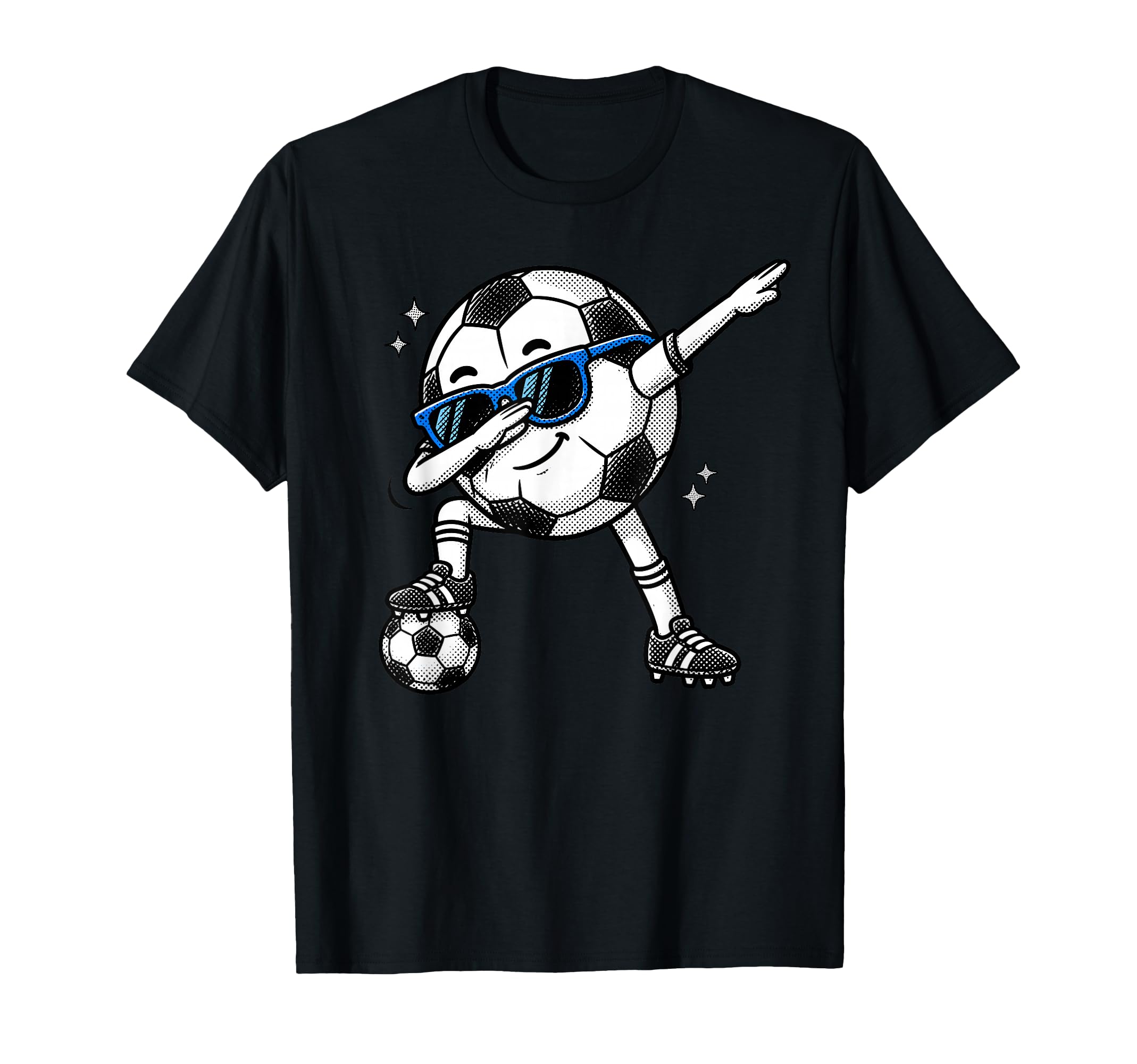 Dabbing Soccer Ball Halftone Funny T-Shirt - Novelty Apparel Men Women - T-Shirt, Sweatshirt, Hoodie
