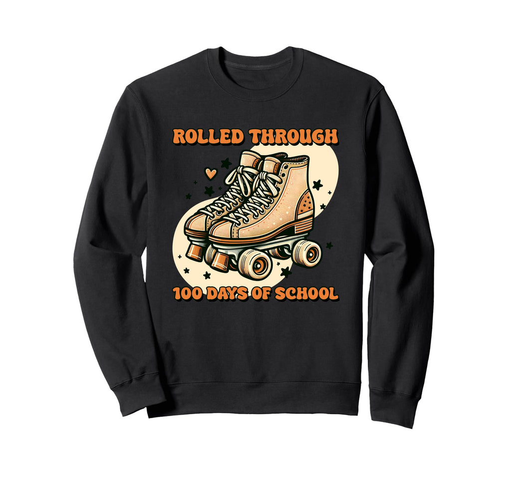 Rolled Through 100 Days School Roller Sweatshirt - Minimalist Print Unisex - T-Shirt, Sweatshirt, Hoodie