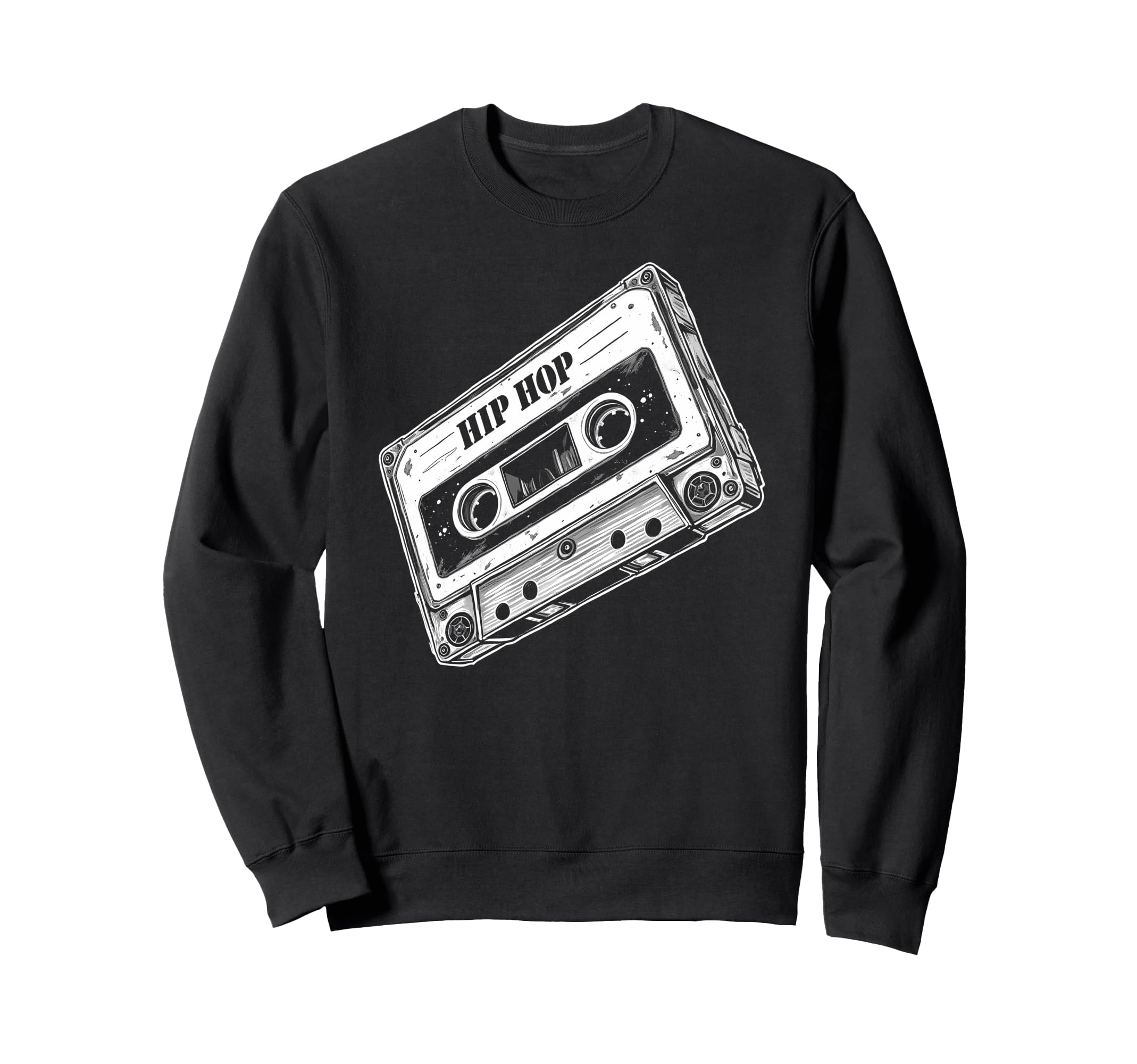 Old School Hip Hop Cassette Worn Sweatshirt - Aesthetic Graphic Men Women - T-Shirt, Sweatshirt, Hoodie