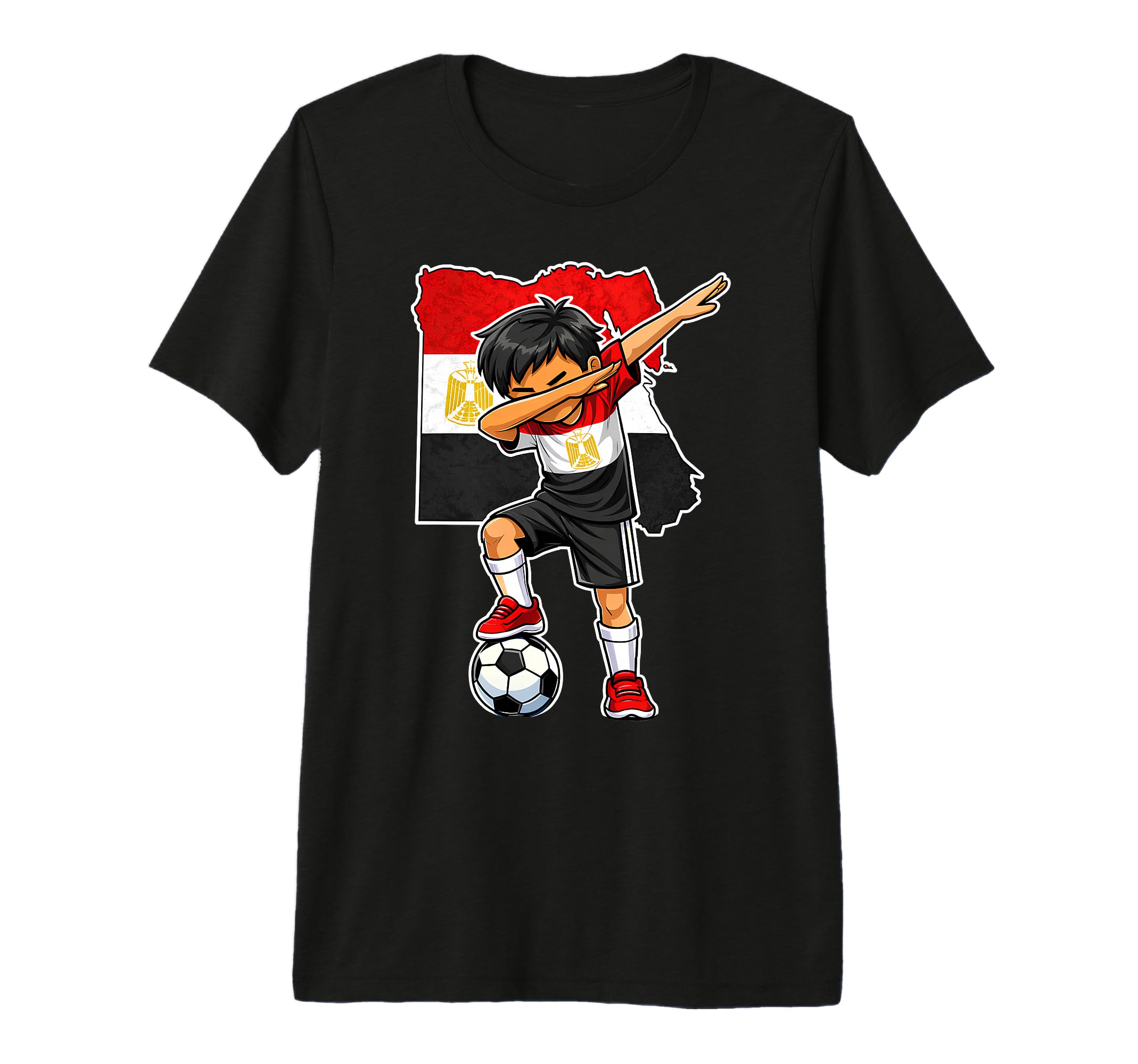 Dabbing Egypt Soccer Map Flag Tri Blend T-Shirt - Unique Graphic for Adults - T-Shirt, Sweatshirt, Hoodie