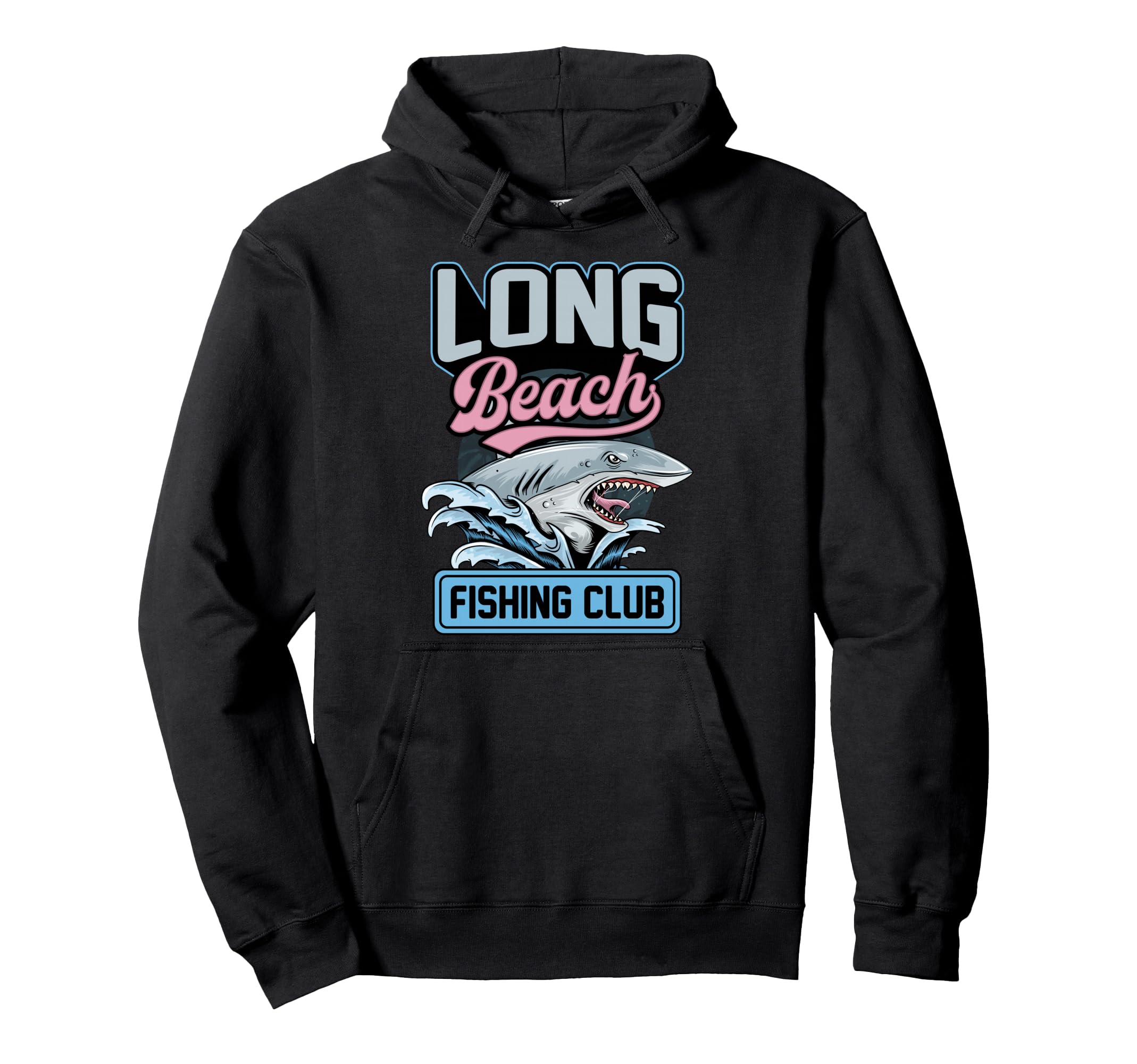 Long Beach Fishing Club Shark California Hoodie - Graphic Print for Adults - T-Shirt, Sweatshirt, Hoodie