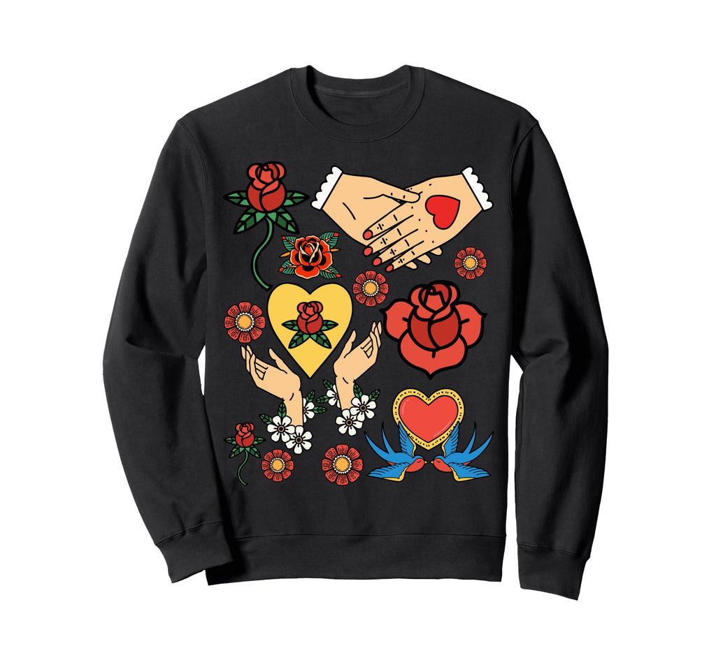Flash Tattoo Art Sweatshirt - Aesthetic Graphic Men Women - T-Shirt, Sweatshirt, Hoodie