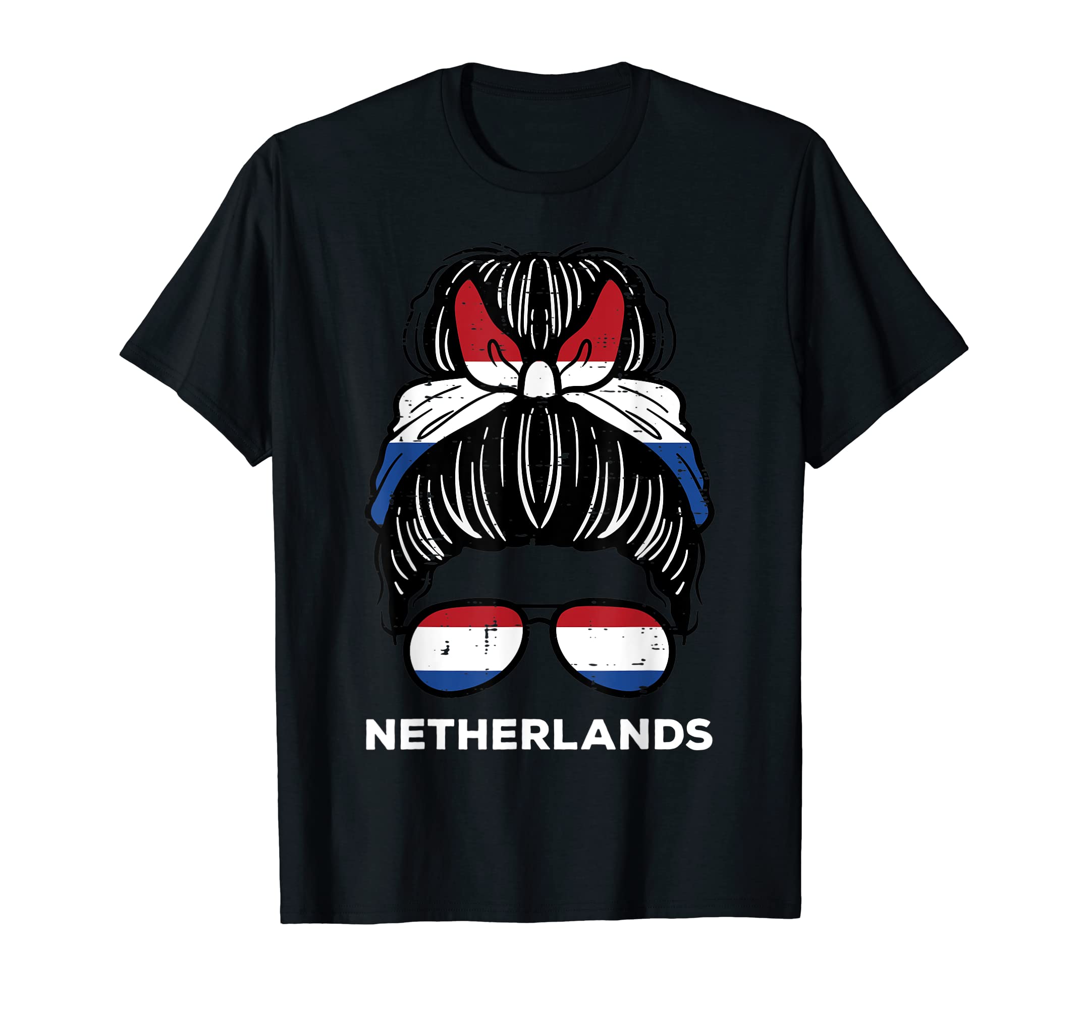 Netherlands Flag Hairbun Football Soccer T-Shirt - Unique Graphic Unisex - T-Shirt, Sweatshirt, Hoodie
