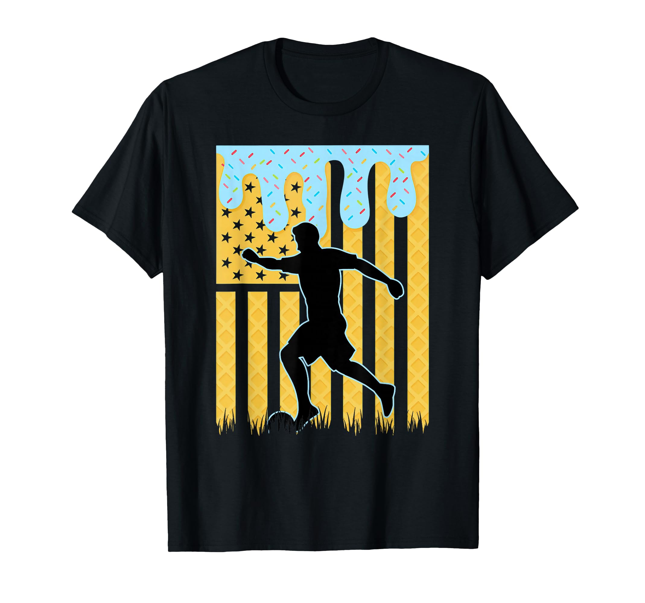 Soccer Drip Dripping Ice Cream American T-Shirt - Unique Graphic Unisex - T-Shirt, Sweatshirt, Hoodie